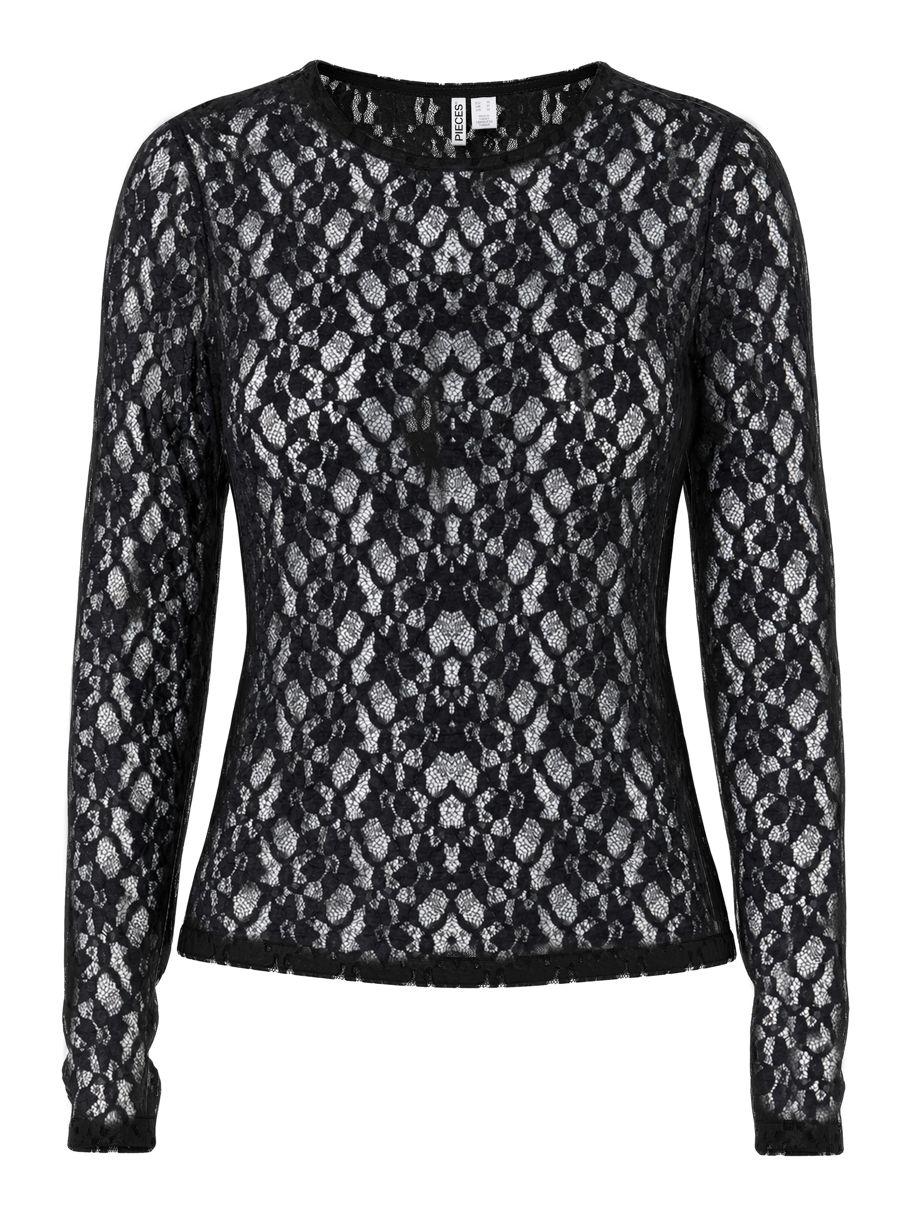Pieces Damen Langarmshirts Schwarz Gr. Klein - Bild 3