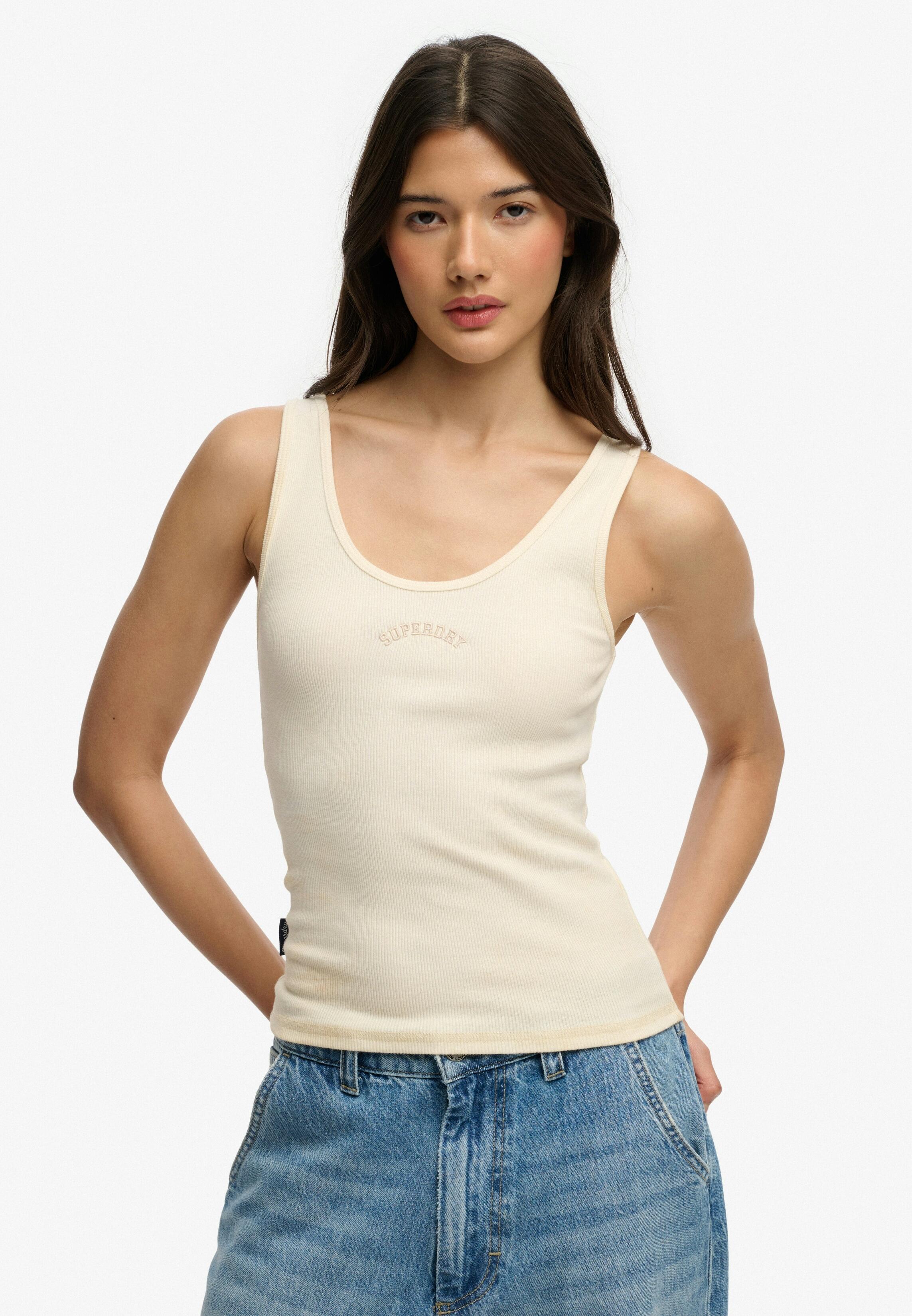 Superdry - Essential Logo Tanktop Mit Rundhalsausschnitt Wüstenknochen Wollweiß - Gr. - 12