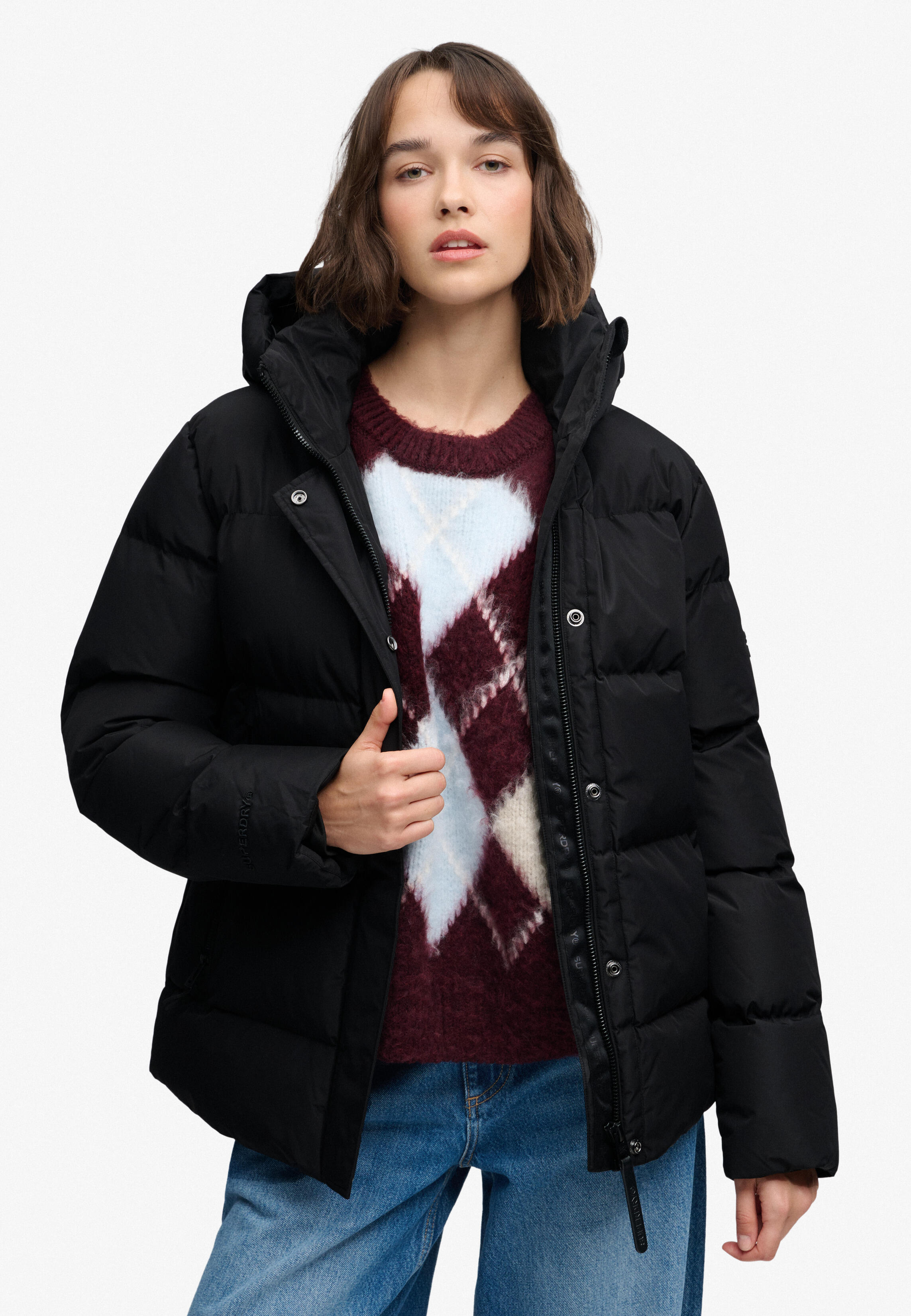 Superdry Damen Noir Daunenjacke Mit Kapuze, - Bild 4