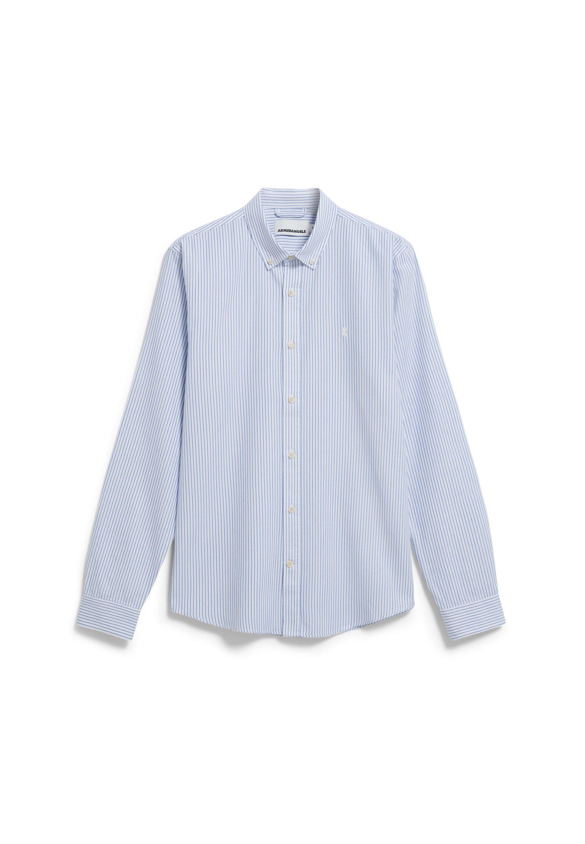 Armedangels - Quaasa Stripe Longsleeve Shirt White-Dark Morning - Gr. - S