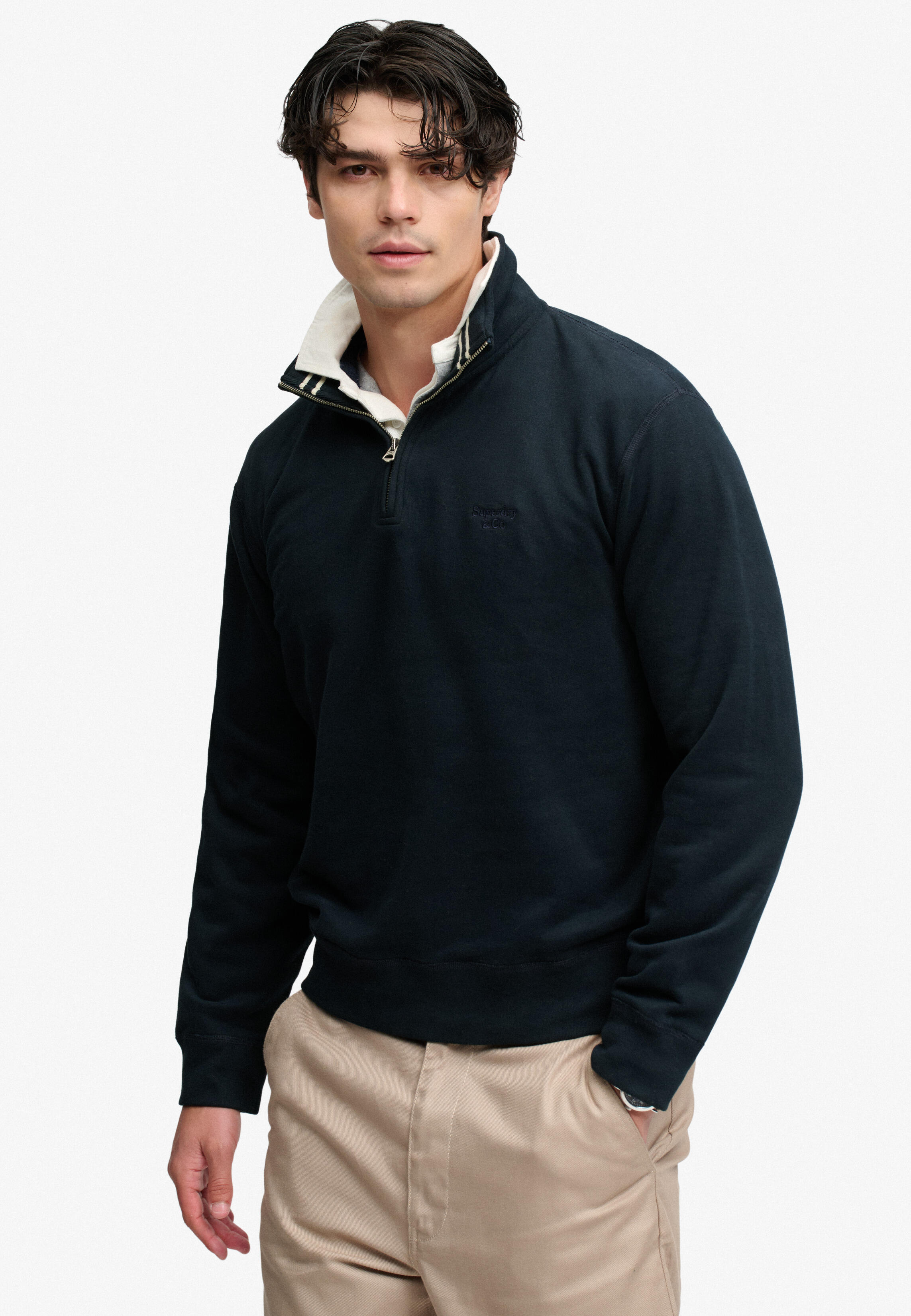 Superdry Bleu Sweatshirt 1/4 Reißverschluss Essential Serif - Bild 4