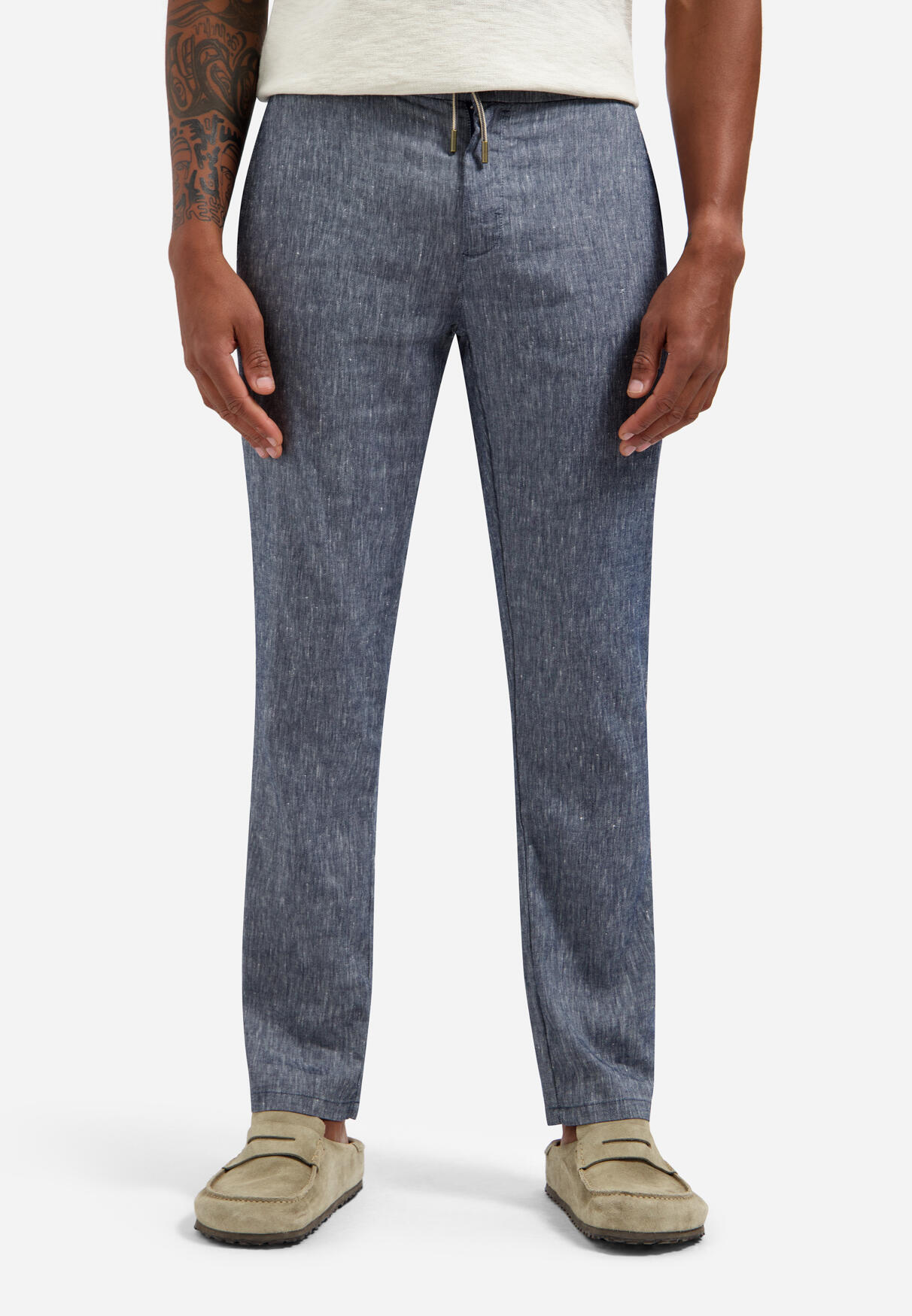 Hemden No Excess Herren Dunkelblau Regular Fit Leinenhose Einfarbig - Bild 2
