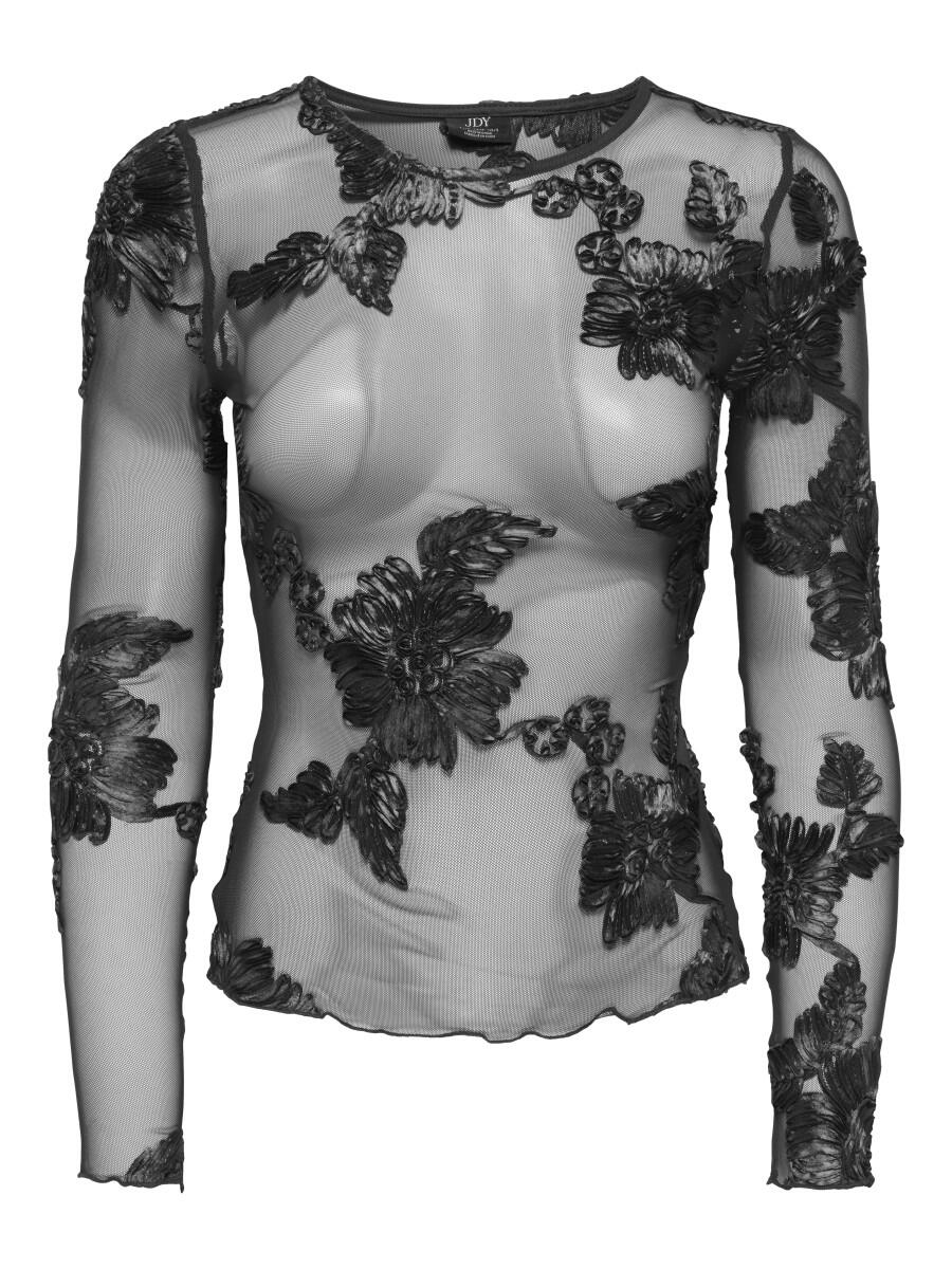 Jdy Schwarz - Transparentes Langarmshirt - Gr. - Xs