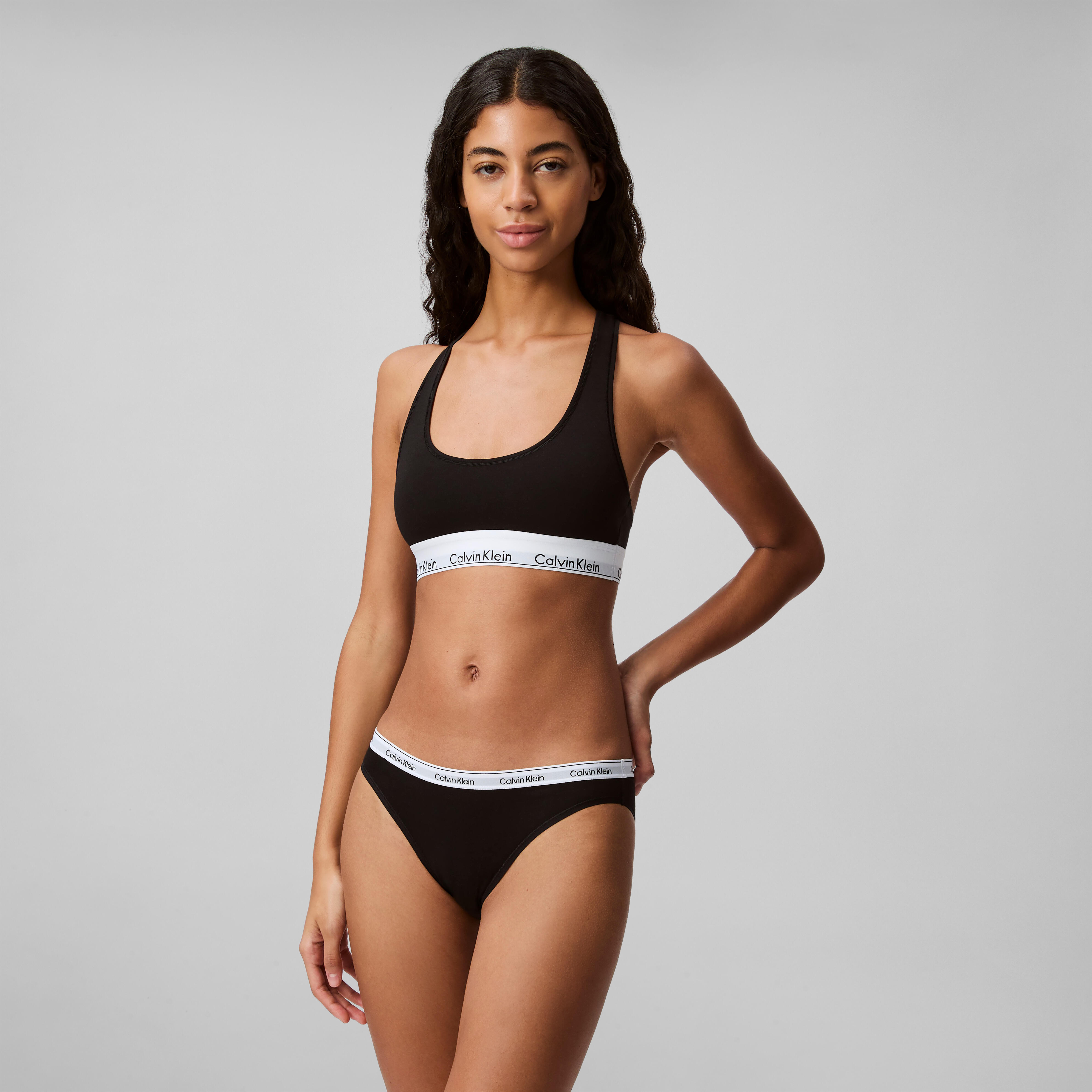 Calvin Klein - Schwarzes Bralette Elastisch Ohne Polsterung Baumwolle - Sport - Damen - Schwarzk - S - Bild 3