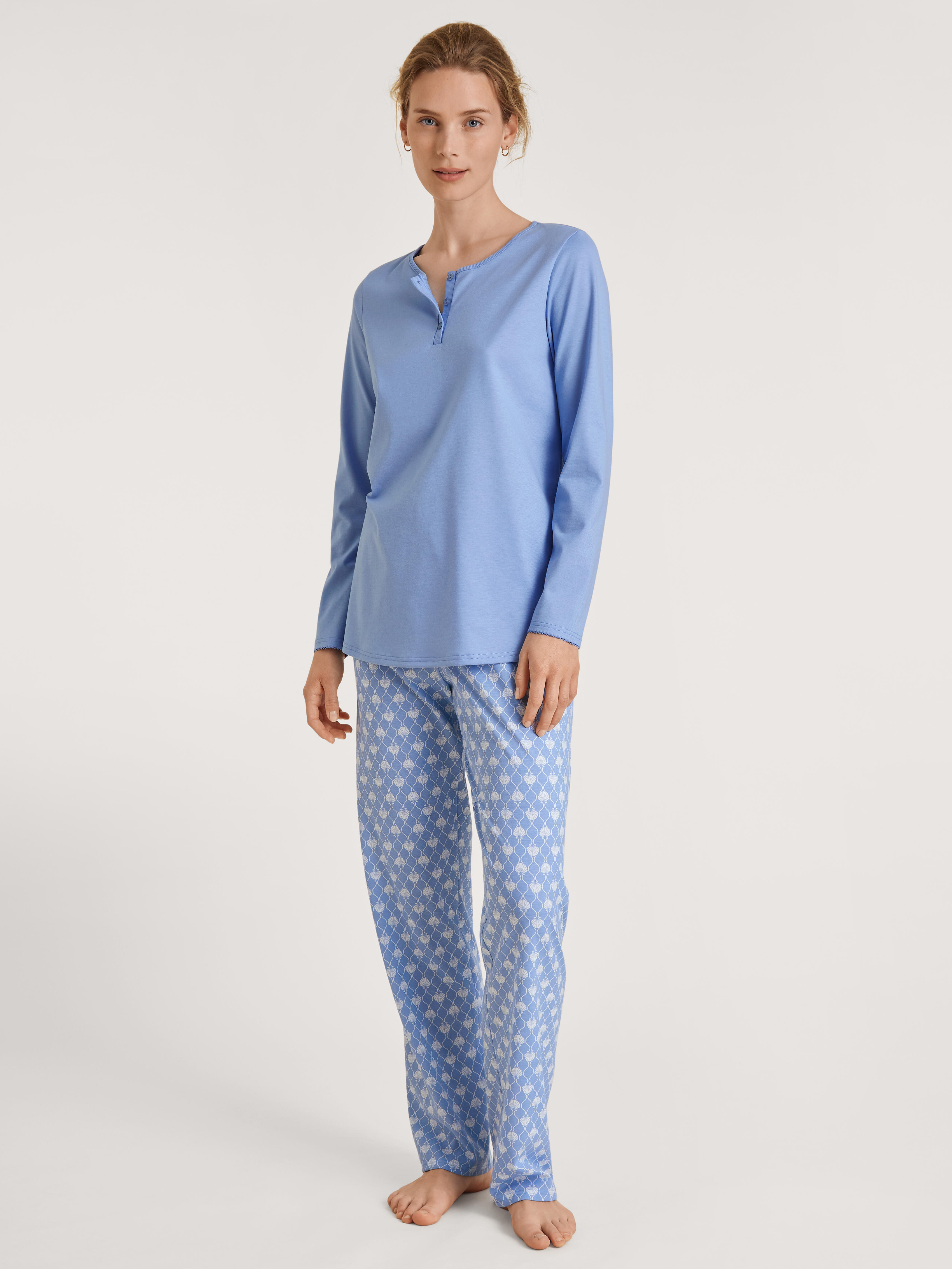 CALIDA langer Schlafanzug|aus 100% Baumwolle|in weicher Single  Jersey-Qualität|Hose im Alloverprint|Langar ... | Deutschland