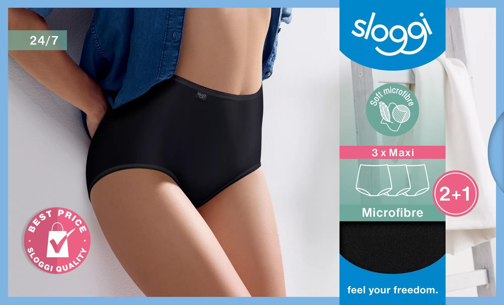 Sloggi Damen Schwarz 3P 24 7 Microfibre Maxi Briefs Polyamid 46 - Bild 3