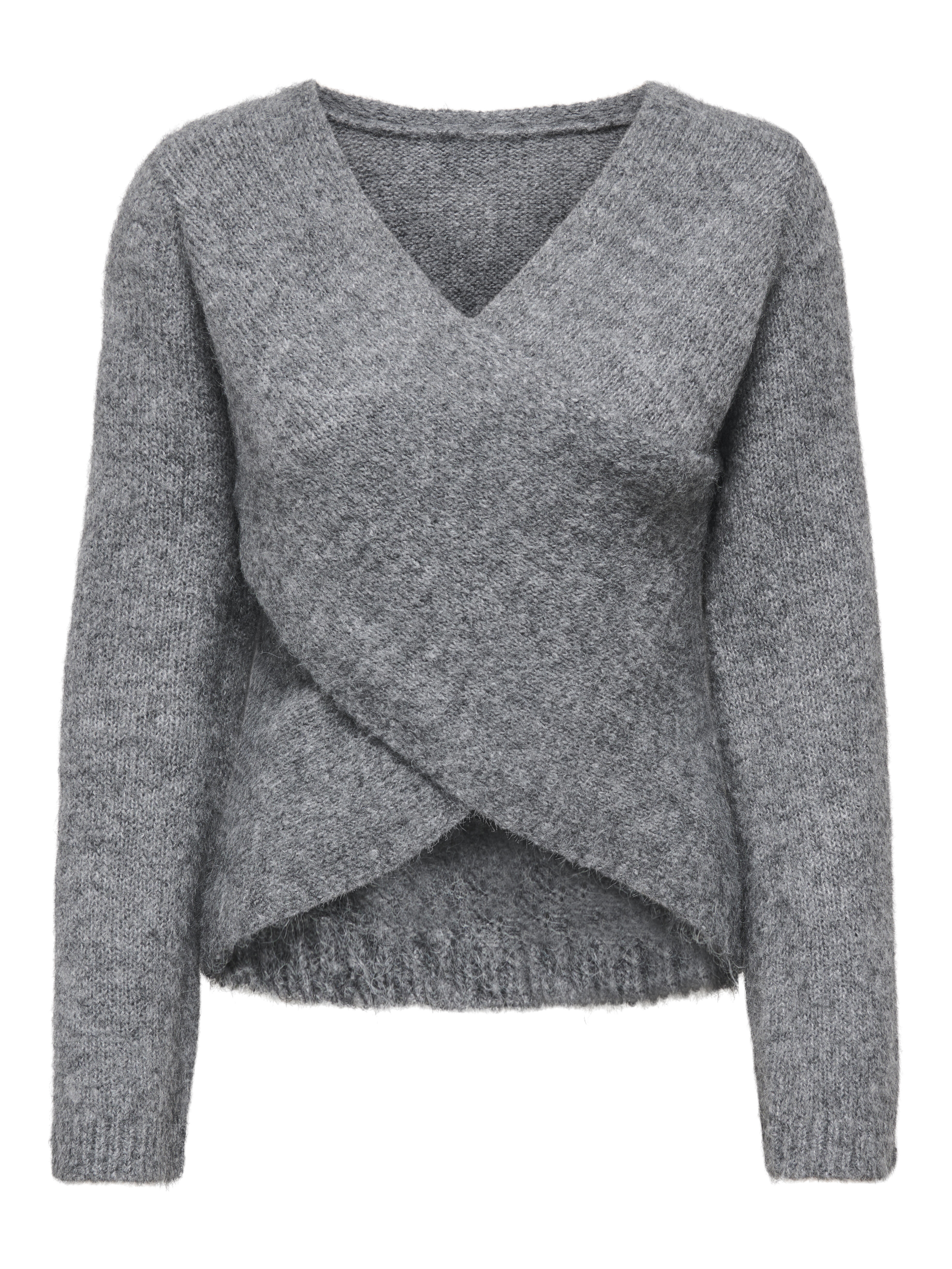 Only Onlmaggie Ls Cross V-Neck Cc Knt, Medium Grey Melange - Bild 2