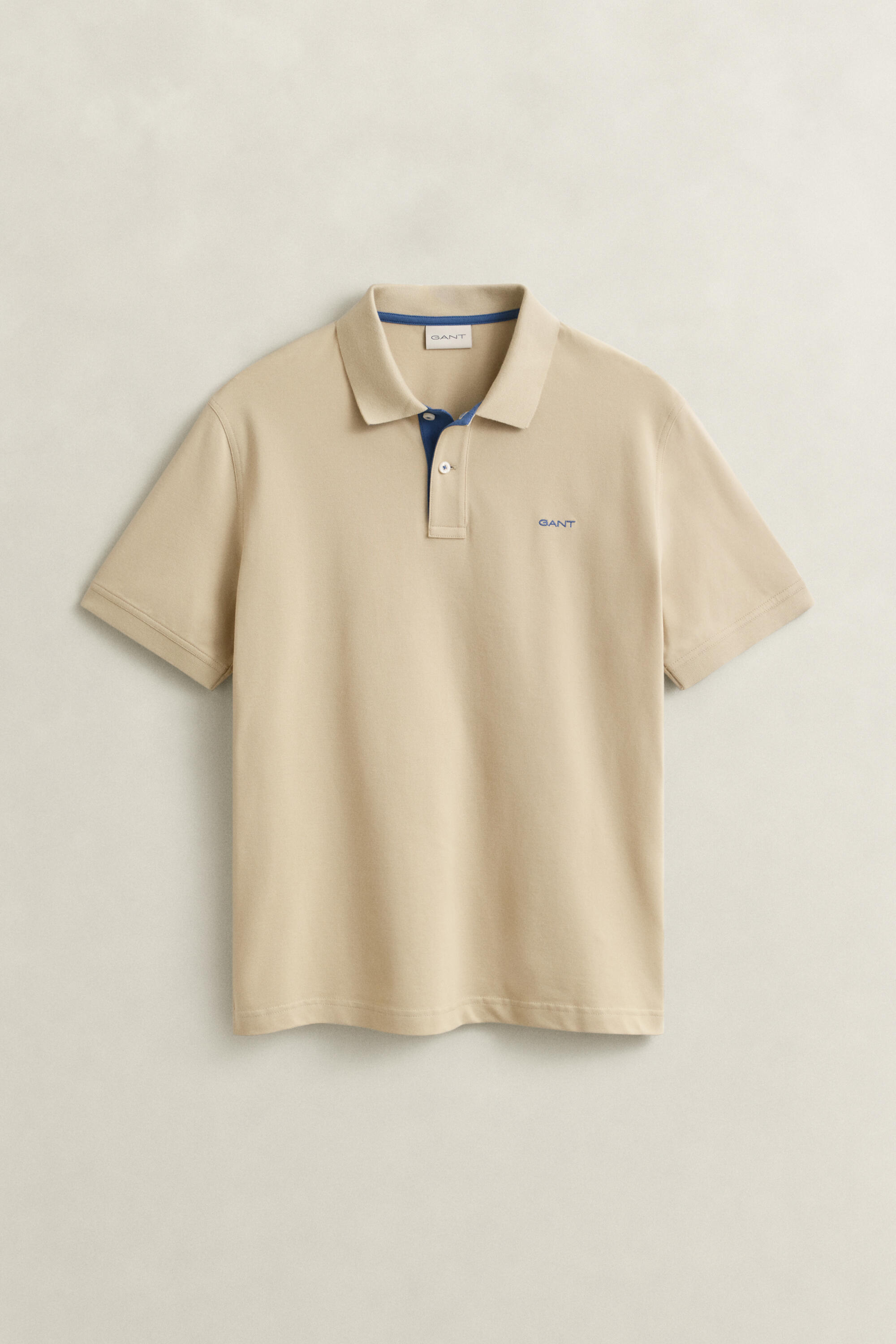 Gant Herren Beige - Kontrast Poloshirt Oat - Gr. - M