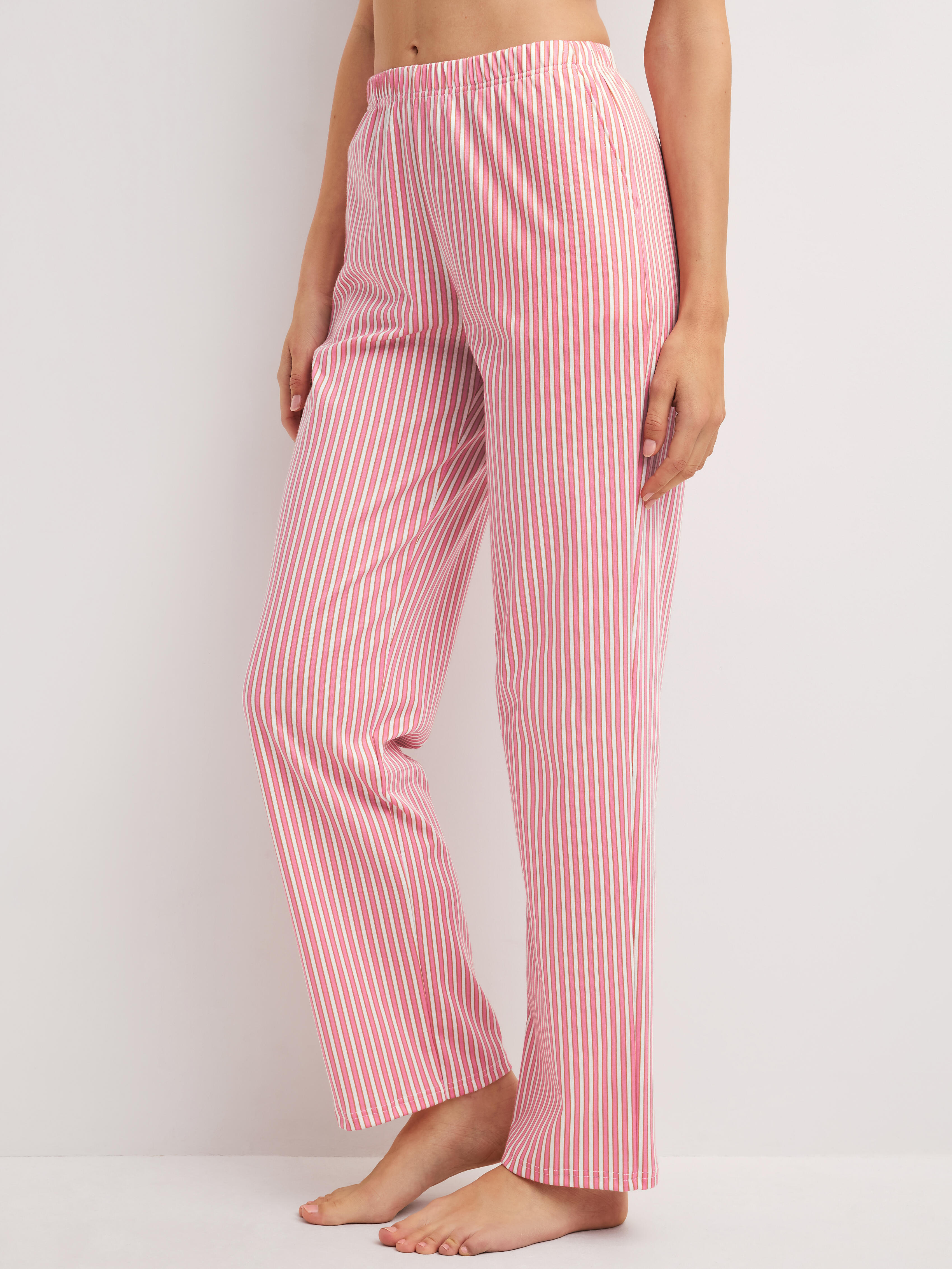 Calida Damen Rosa Sleep Over M&M Pyjamahosefür L, Geradlinige Silhouette Mit Zeitlosem Streifenmuster - Bild 2