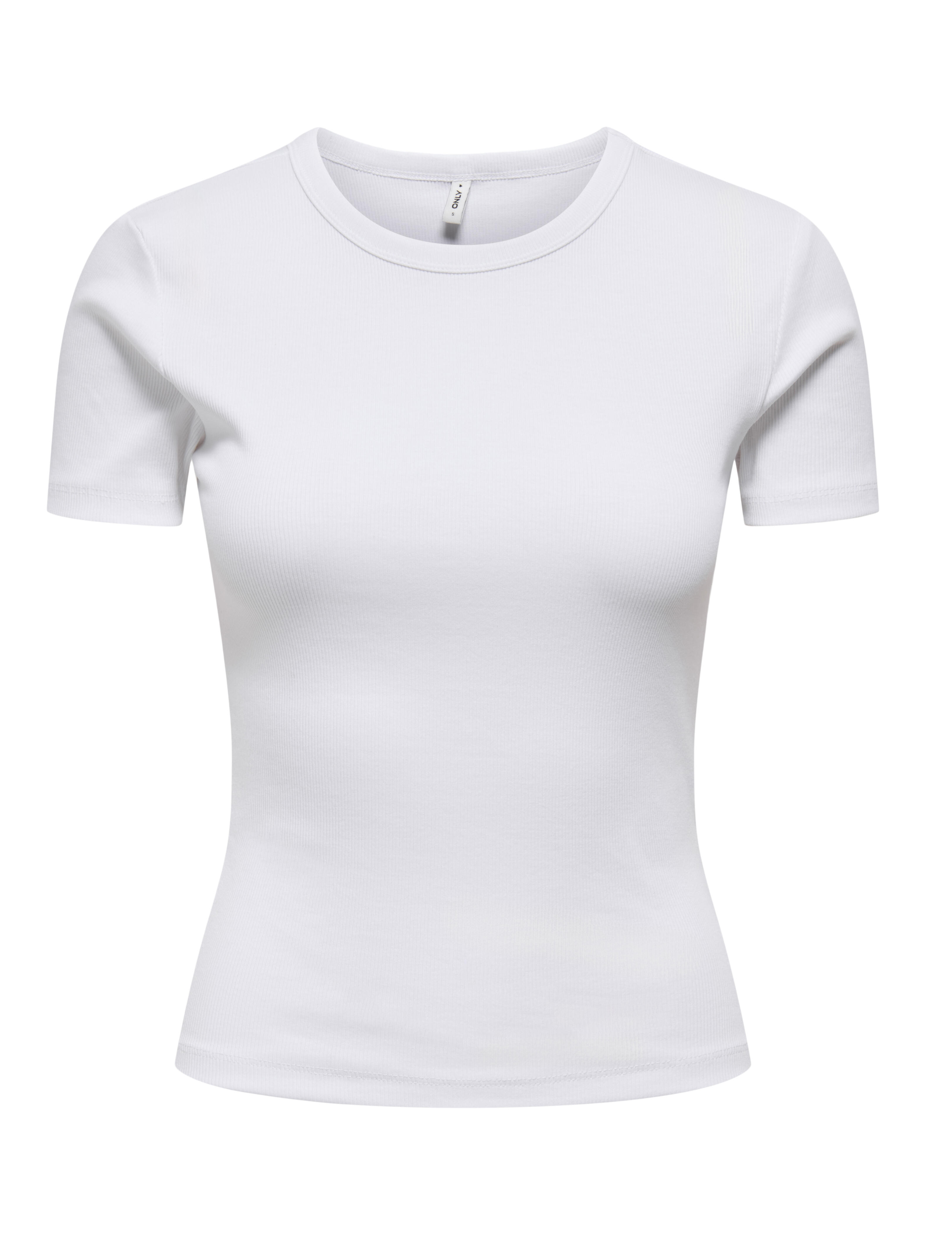 Only - Onlval S/S O-Neck Solid Top Jrs Noos Bright White - Gr. - Xs
