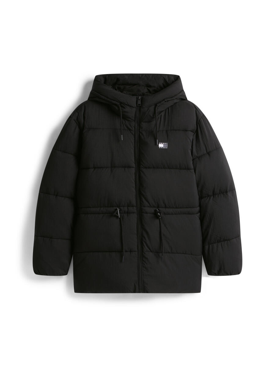 Tommy Jeans Damen Nero Steppjacke "Tjw Hooded Midi Puffer Jacket", Gr. Xl (46), Schwarz, Web, Obermaterial: 100% Nylon. Futter: 100% Polyester. Füllung... - Bild 3