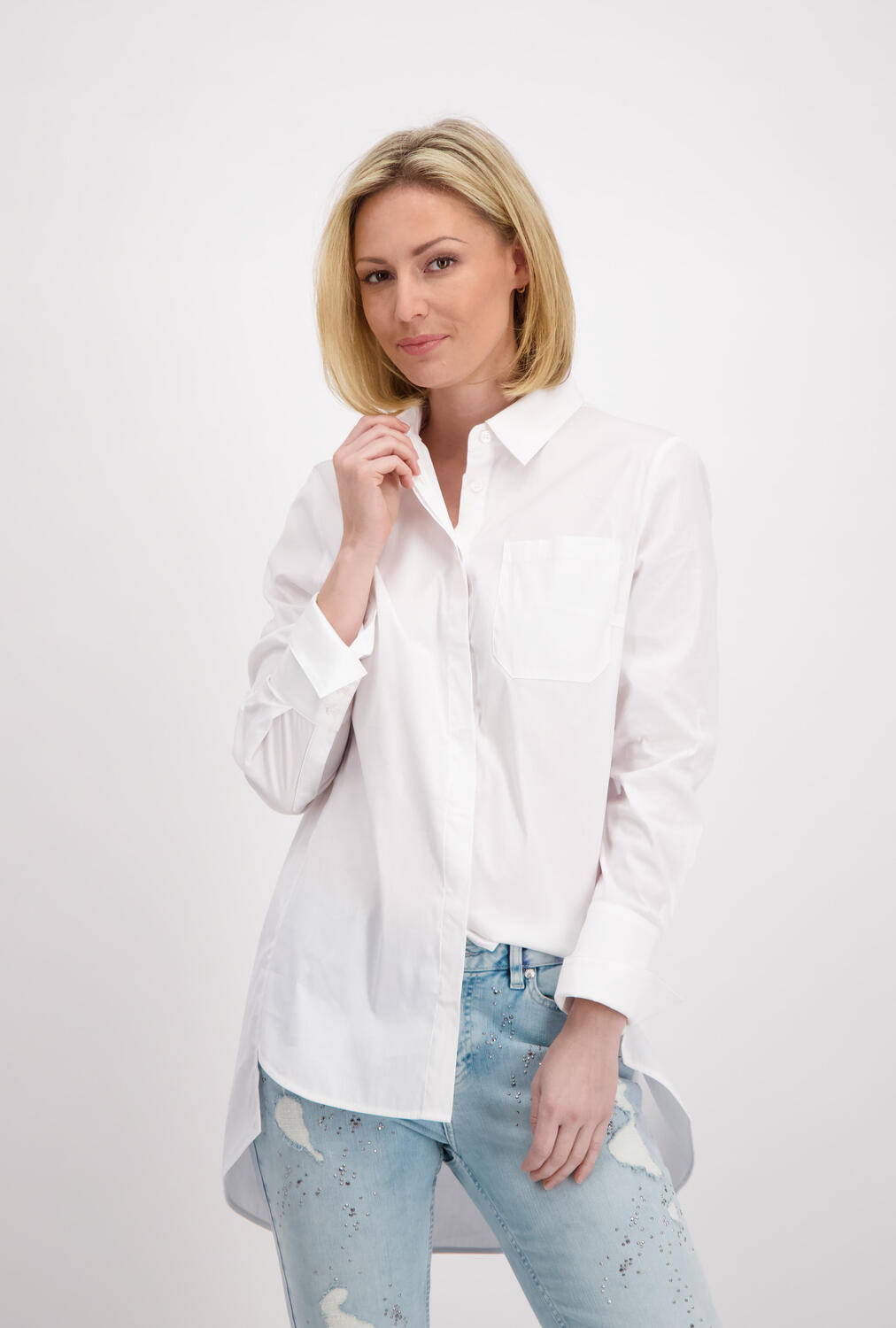 monari Oversized Bluse mit Hemdkragen in weiß | Deutschland