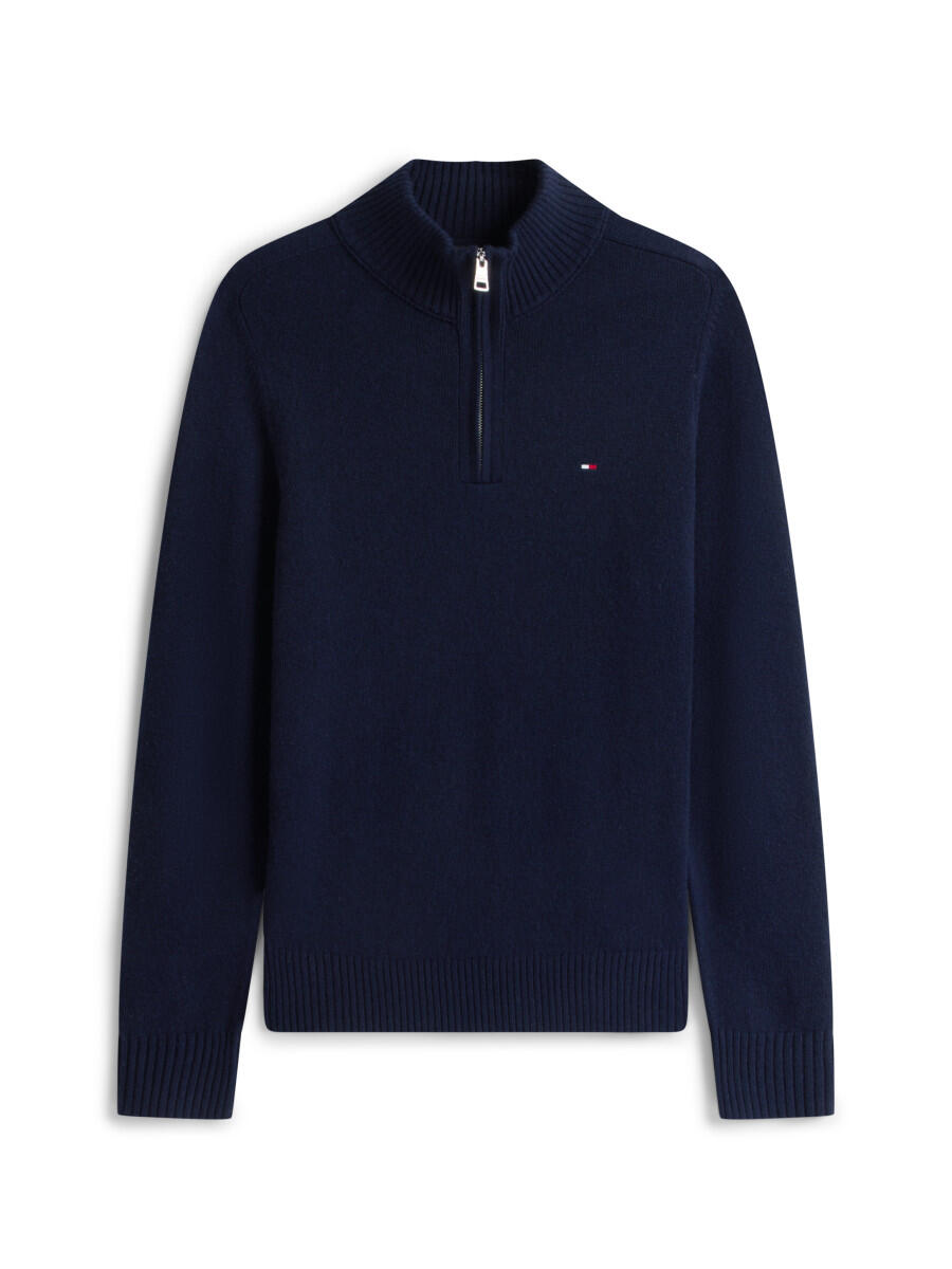 Tommy Hilfiger Blau - Reißverschluss-Pullover Aus Reiner Lammwolle - Gr. - Xl