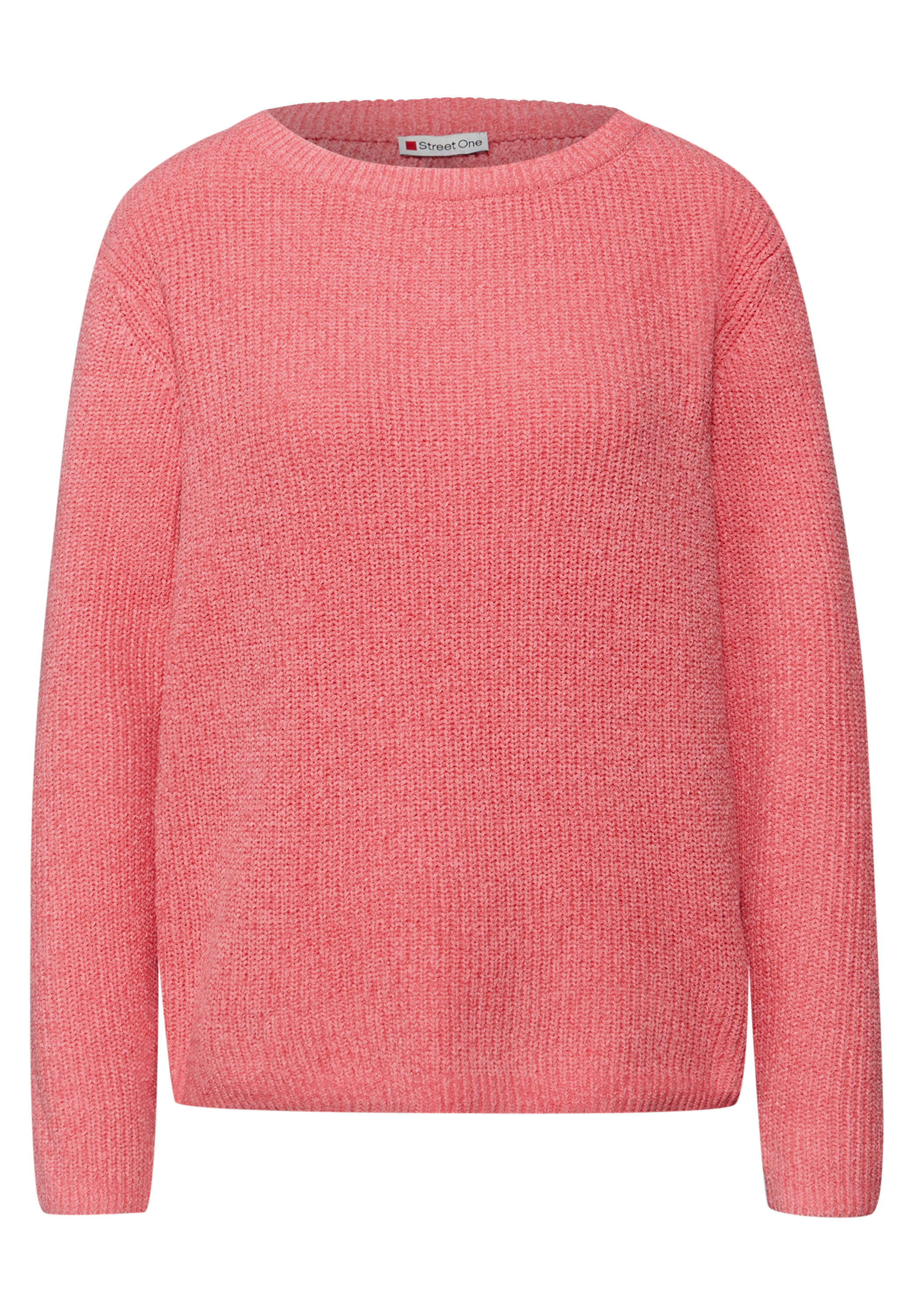 Street One Damen Orange Strickpullover Gr. 44, Rosa (Striking Coral), Web, 72% Polyester, 28% Baumwolle, Unifarben, Normal Normal, U-Boot-Ausschnitt, An... - Bild 2
