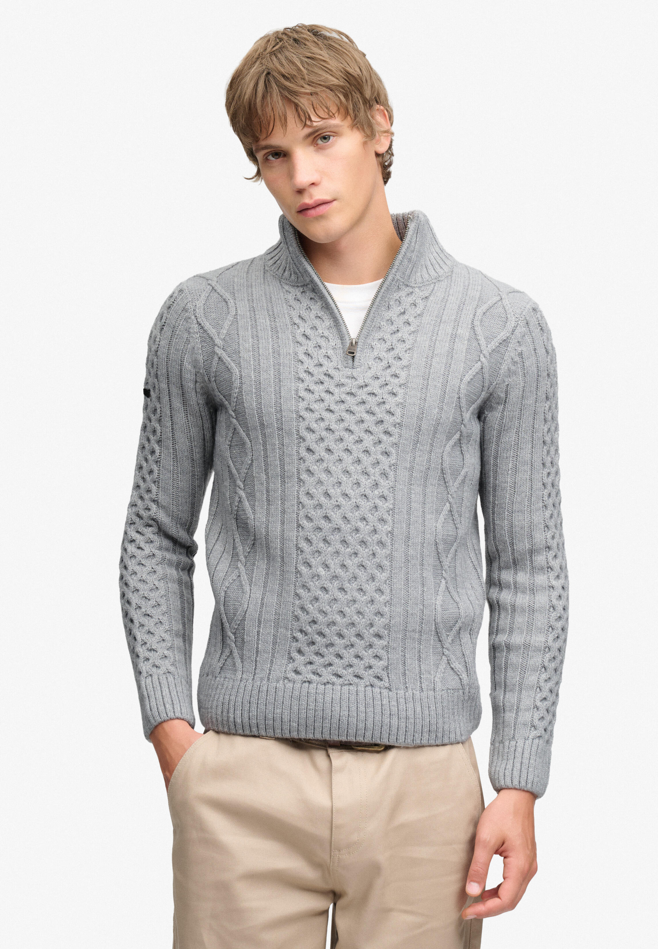 Superdry Herren Grau Troyer Unifarben - Bild 4