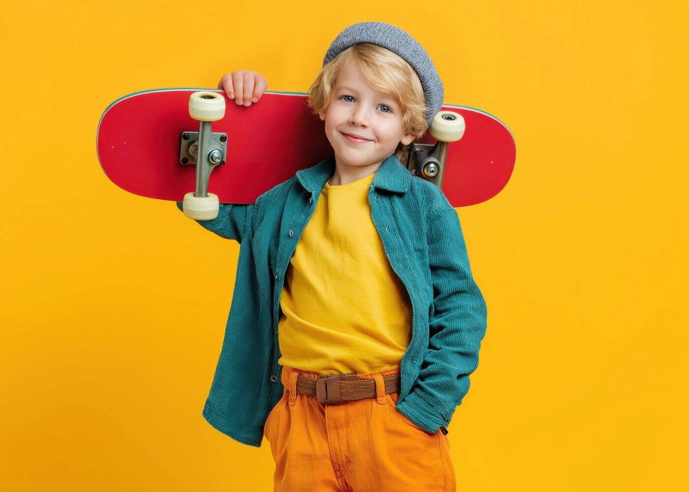 Kind mit Skateboard in der Hand