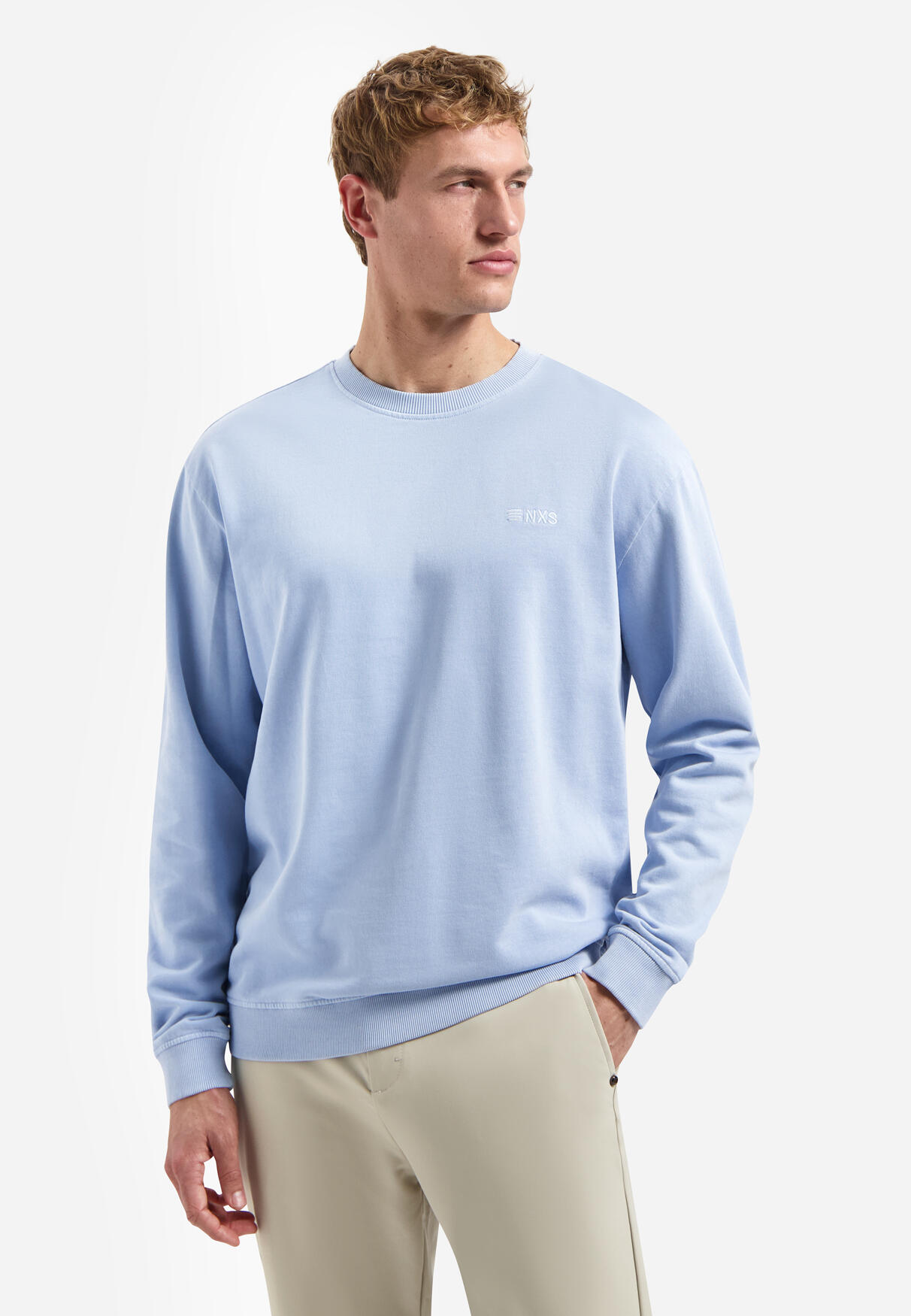 No Excess - Sweater Crewneck French Terry Garment Dyed Blue - Gr. - L