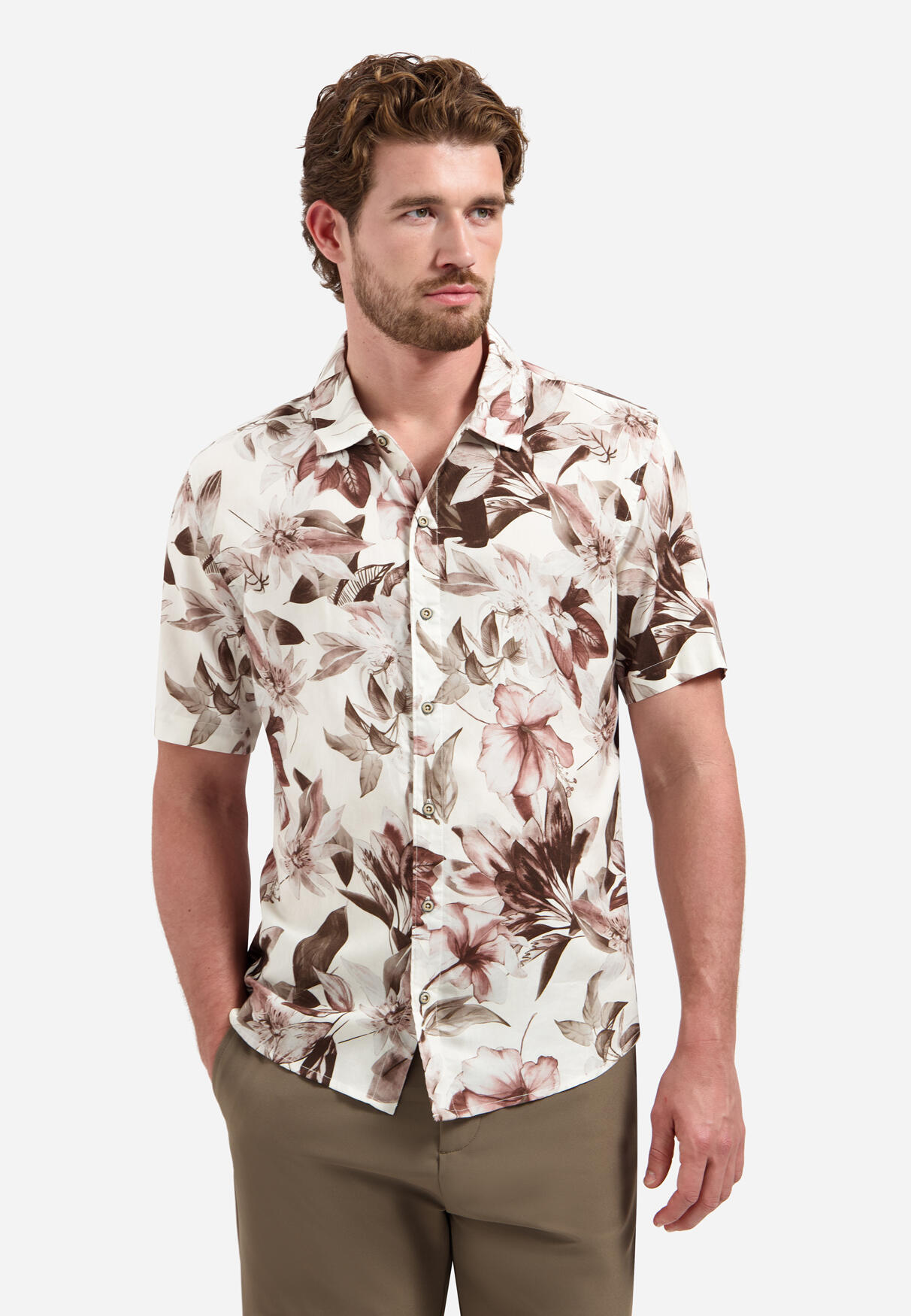 No Excess - Shirt Short Sleeve Allover Printed Coral - Gr. - Xxl