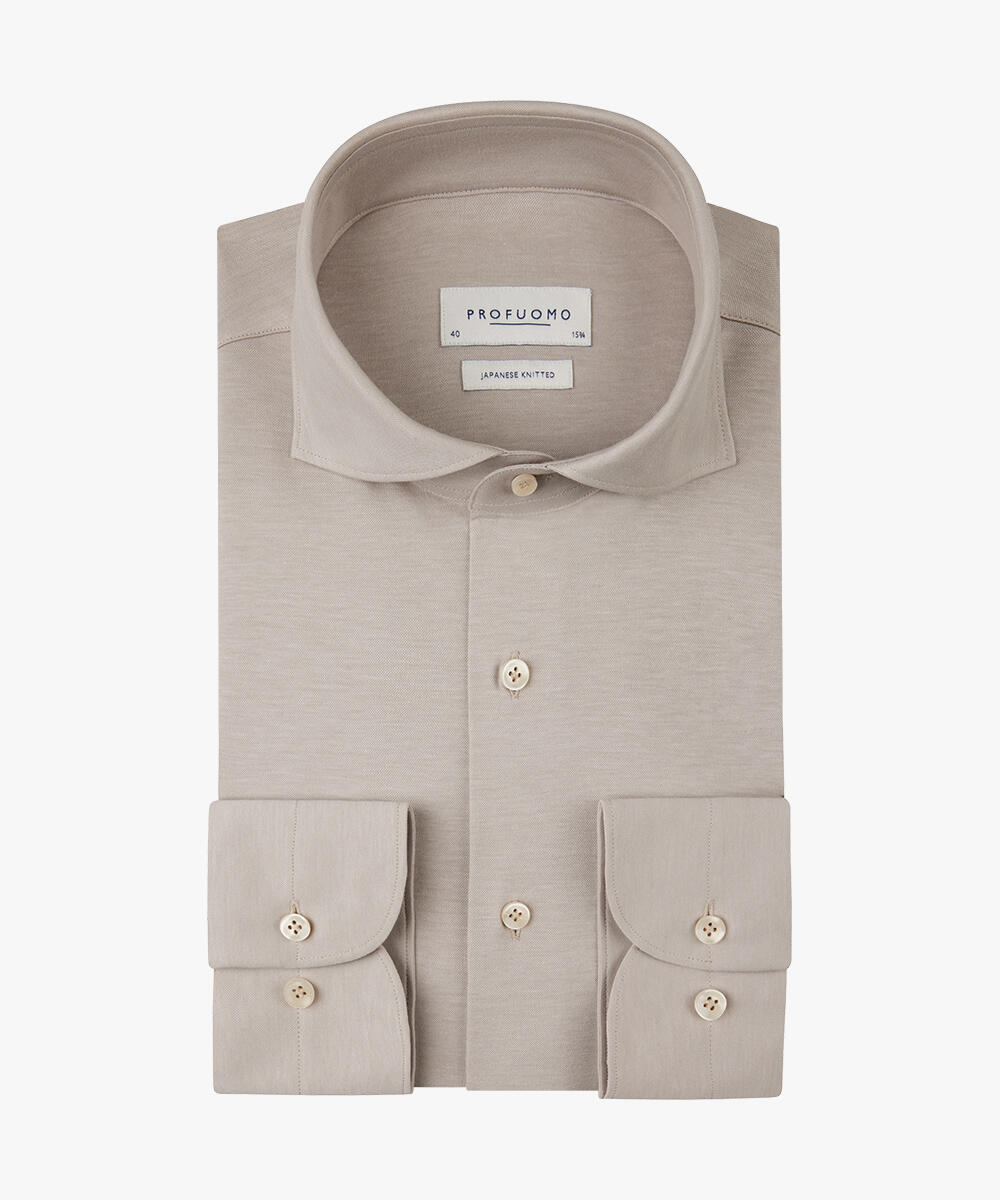 Profuomo Beige - Farbenes Japanese-Knitted-Hemd - Gr. - 45
