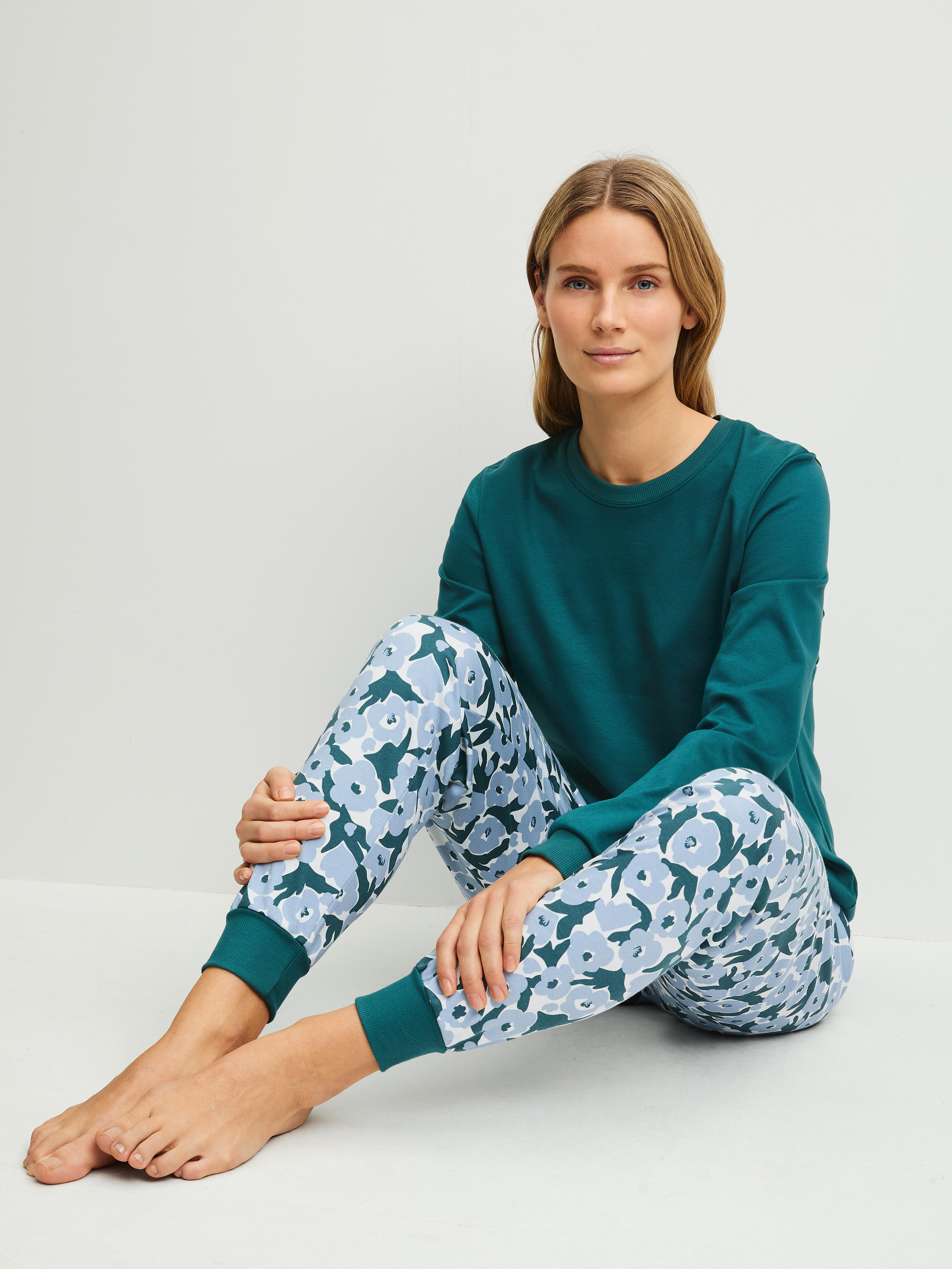 Calida Damen - Pyjama Mit Bündchen Dark Petrol - Gr. - Xs