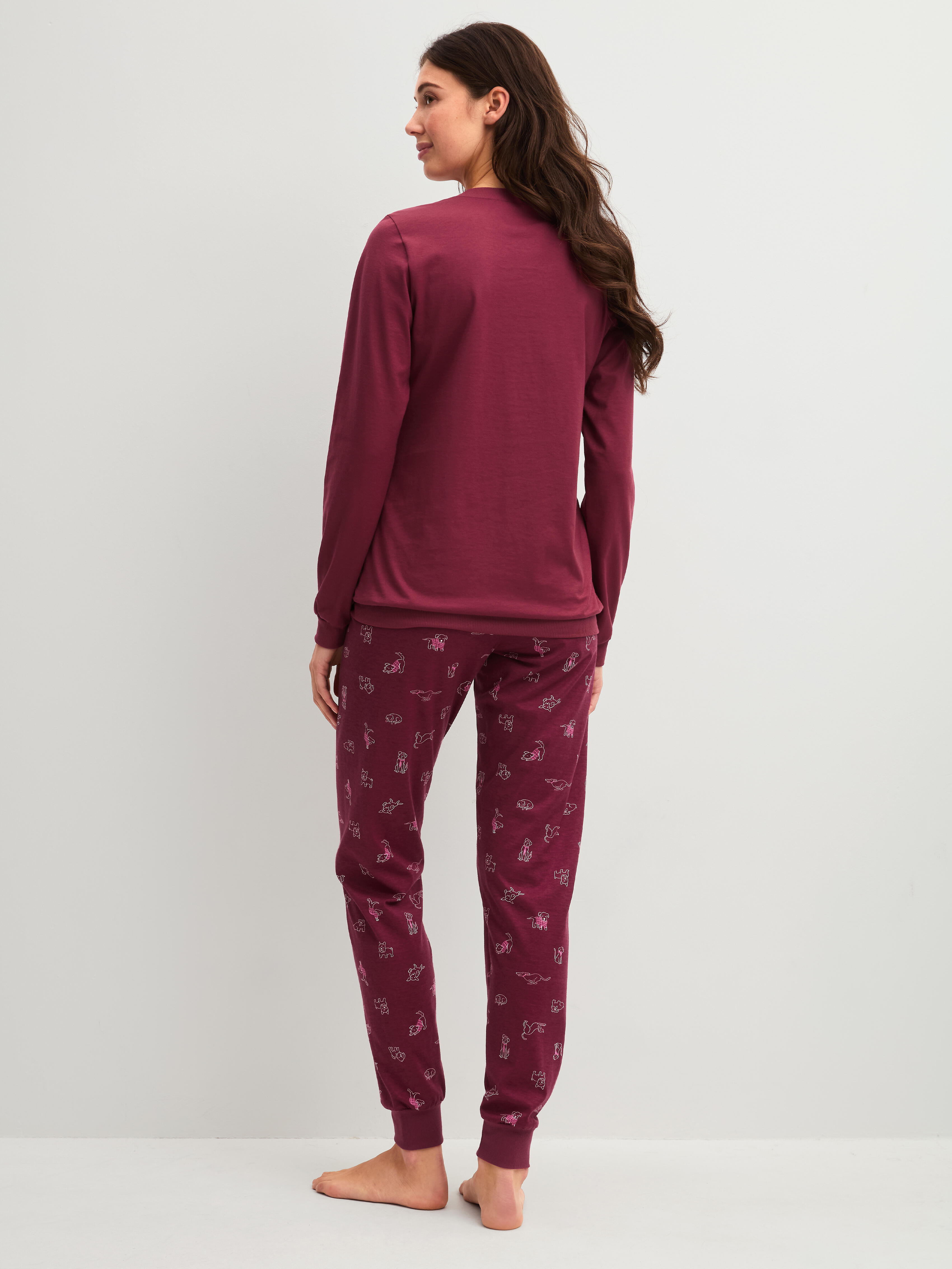 Calida Damen Rot Family & Friends Bündchen-Pyjamafür L, Klar Geschnittene Silhouette Mit Charmantem Akzent - Bild 3