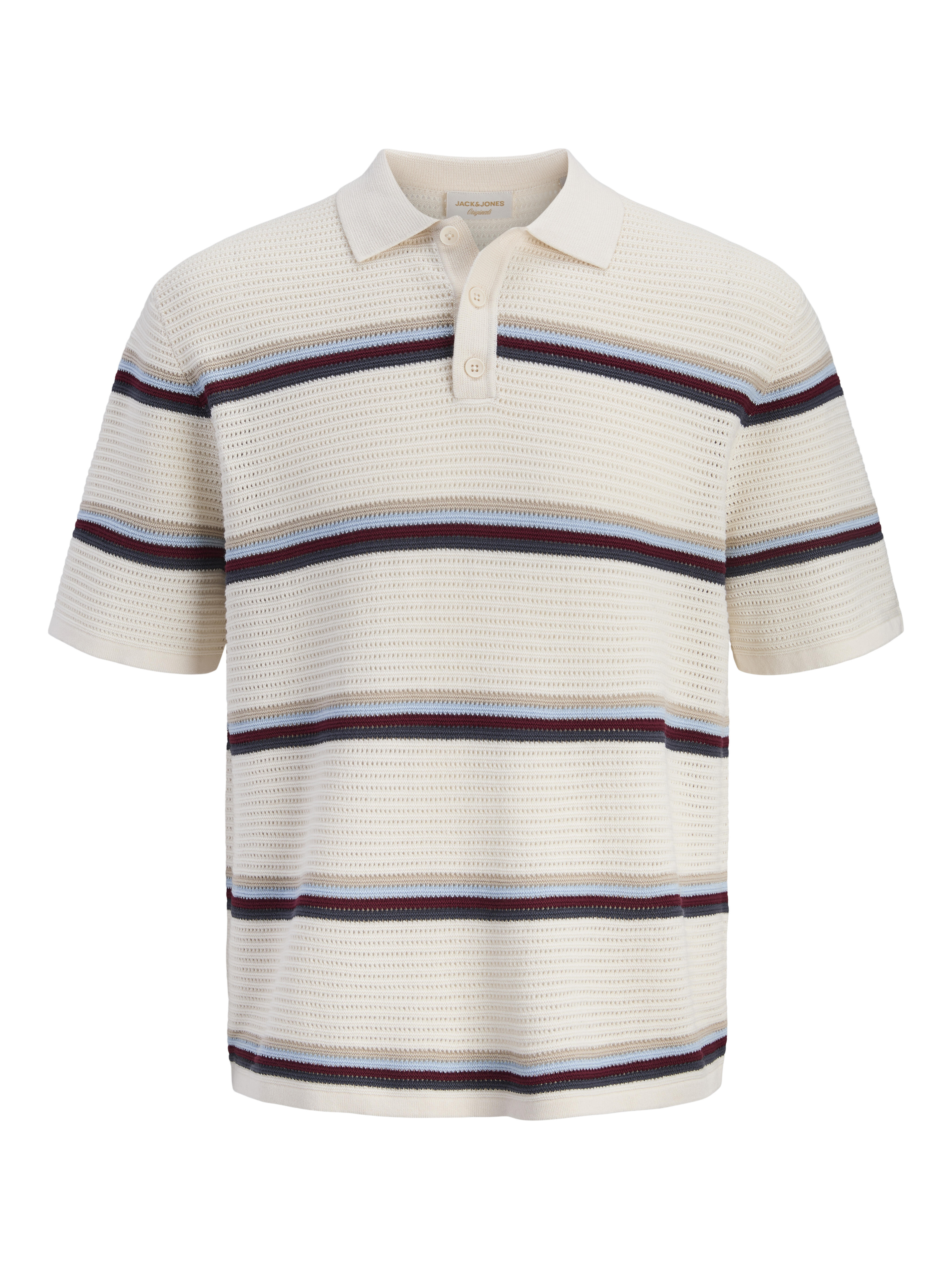 Jack&Jones - Jormaine Knit Stripe Polo Sn Weiß - Gr. - L