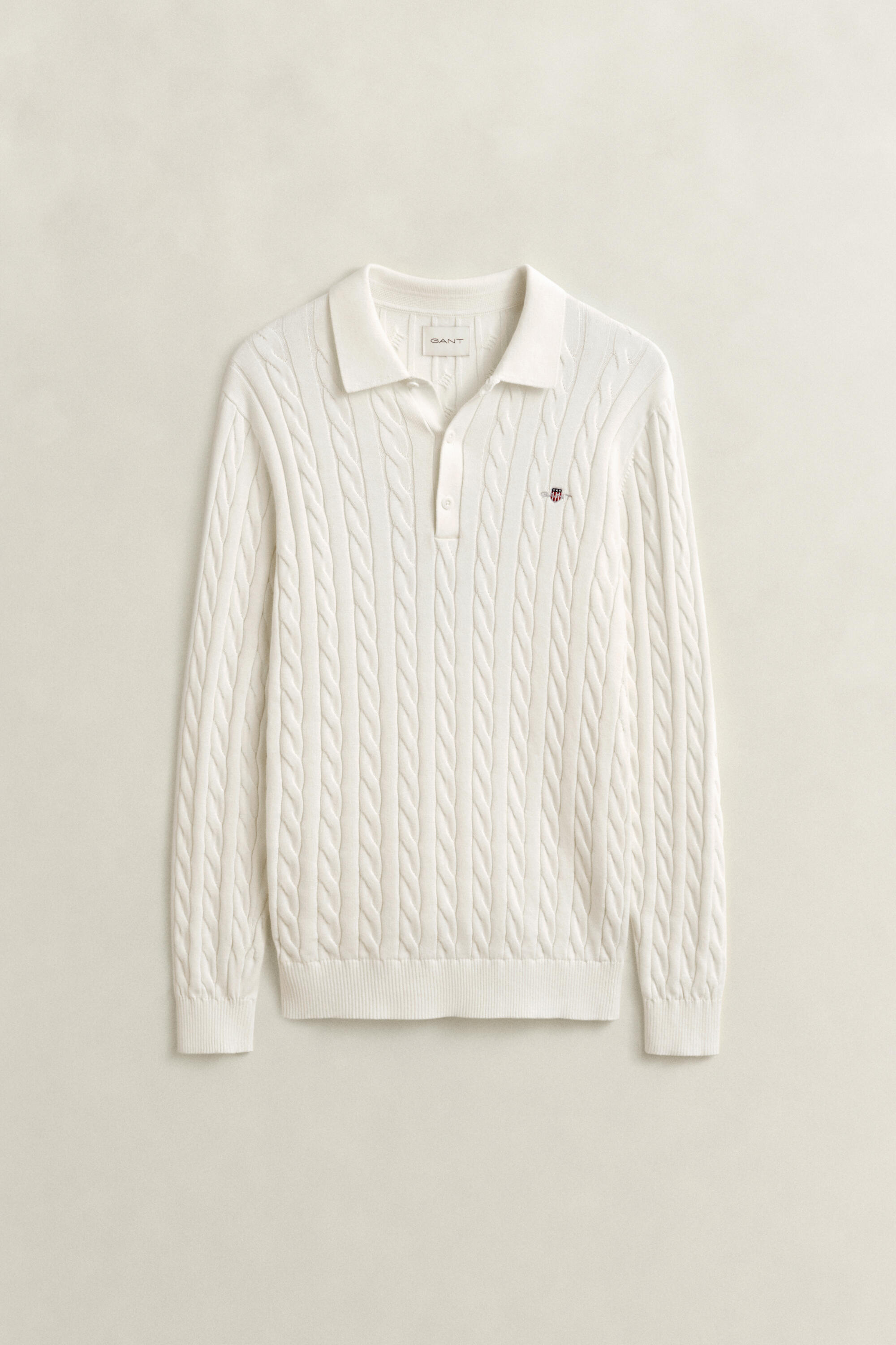 Gant Herren Creme Pullover Mit Zopfmuster, Gr. L - Bild 3