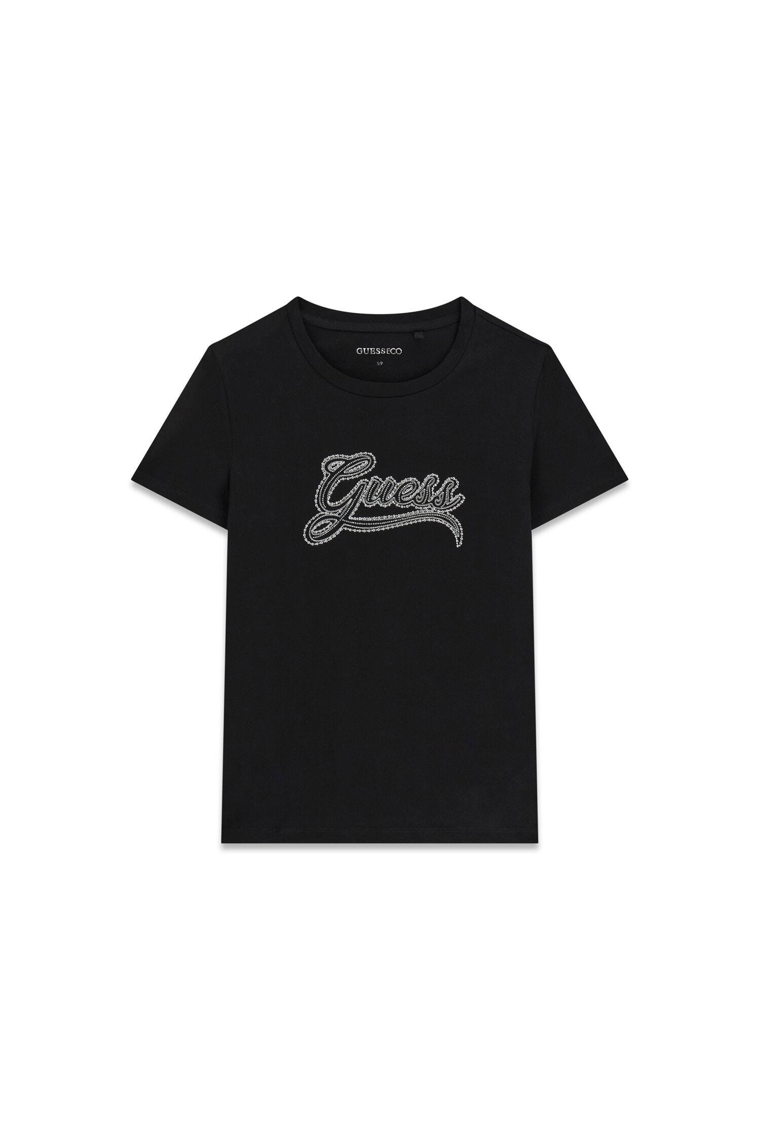 Guess Damen Noir T-Shirt Stud Logo - Bild 3