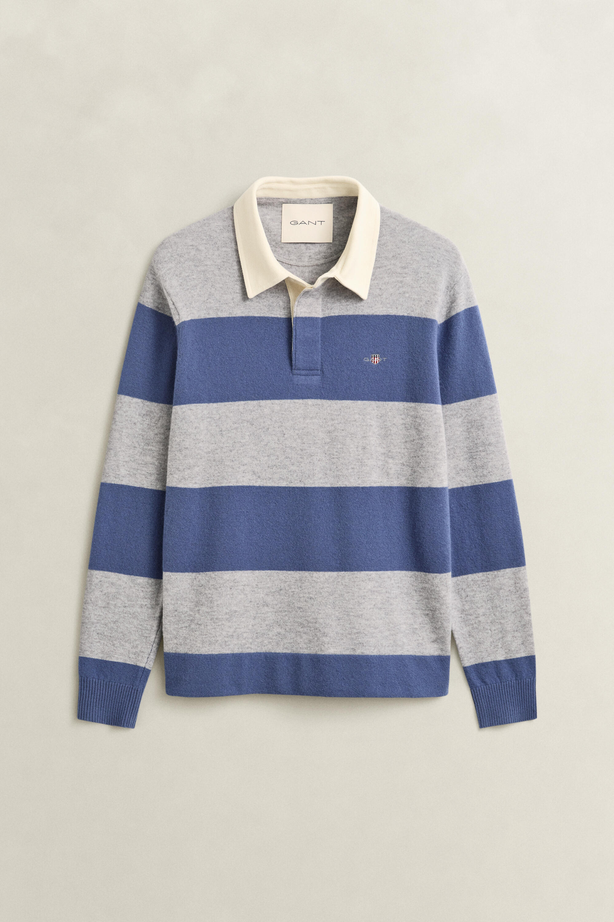 Gant Herren Blau Gestricktes Gestreiftes Rugby-Polo In - Bild 9
