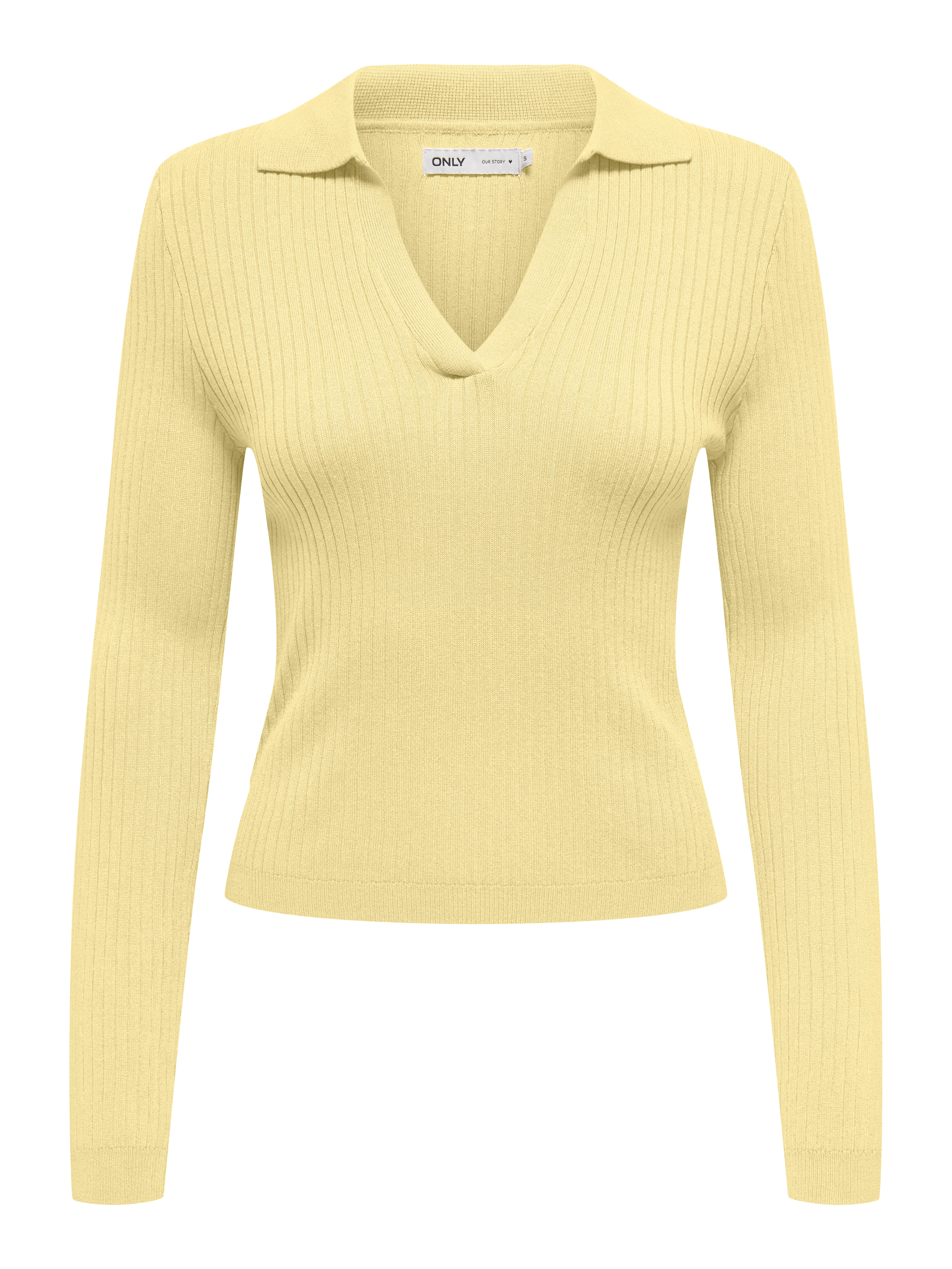 Only Damen Gelb – Polohemd In Buttermilch Mit V-Ausschnitt Und Polokragen - Bild 3