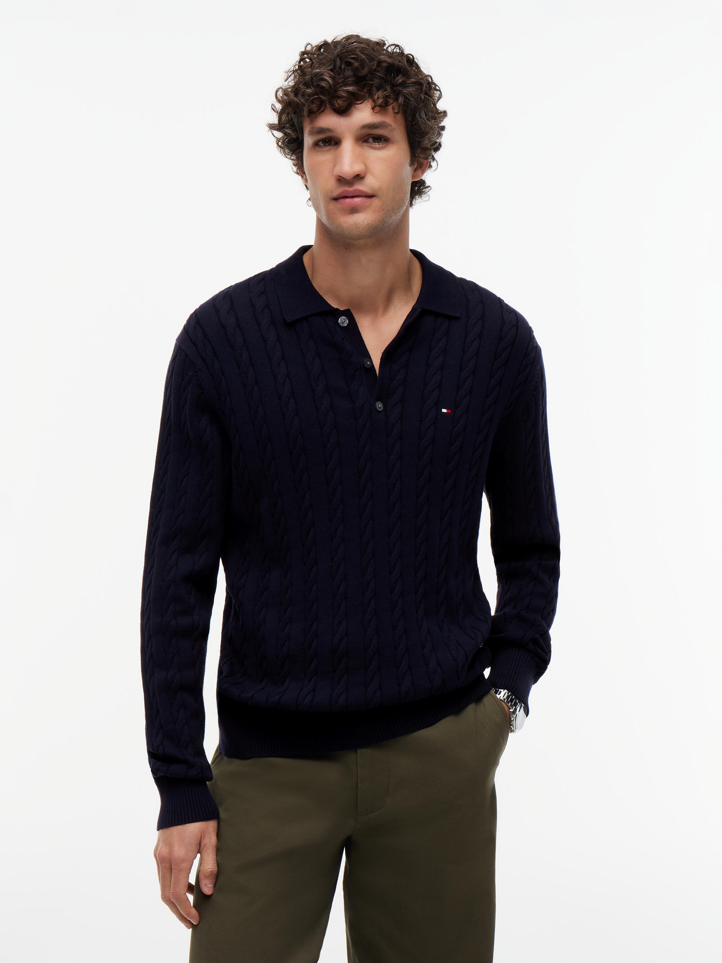 Tommy Hilfiger Menswear (Pvh Group) Classic Cotton Cable Ls Polo Navy Blue - Gr. - L - Bild 3