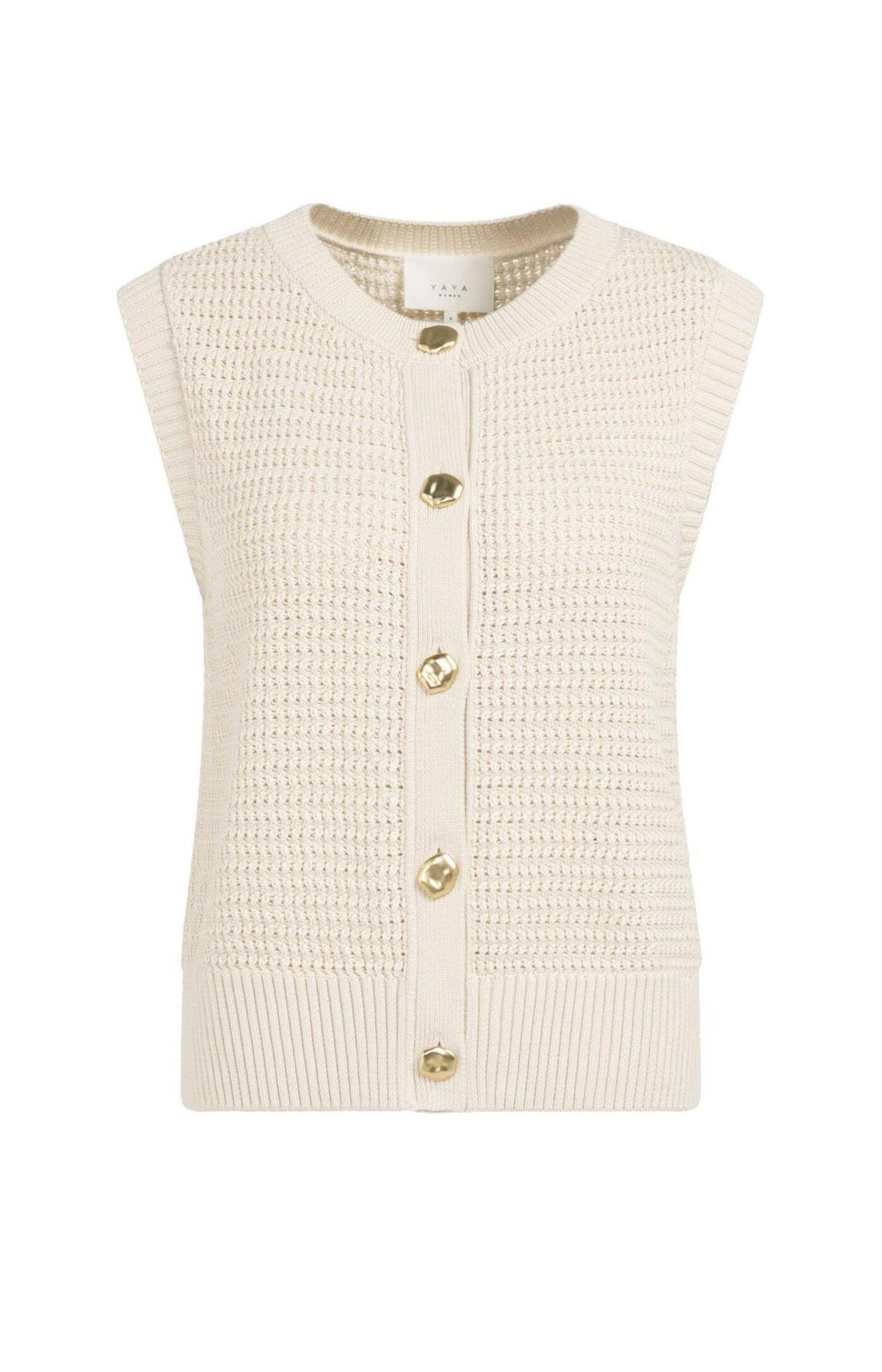 Yaya Beige - Ärmellose Strickjacke - Gr. - Xs