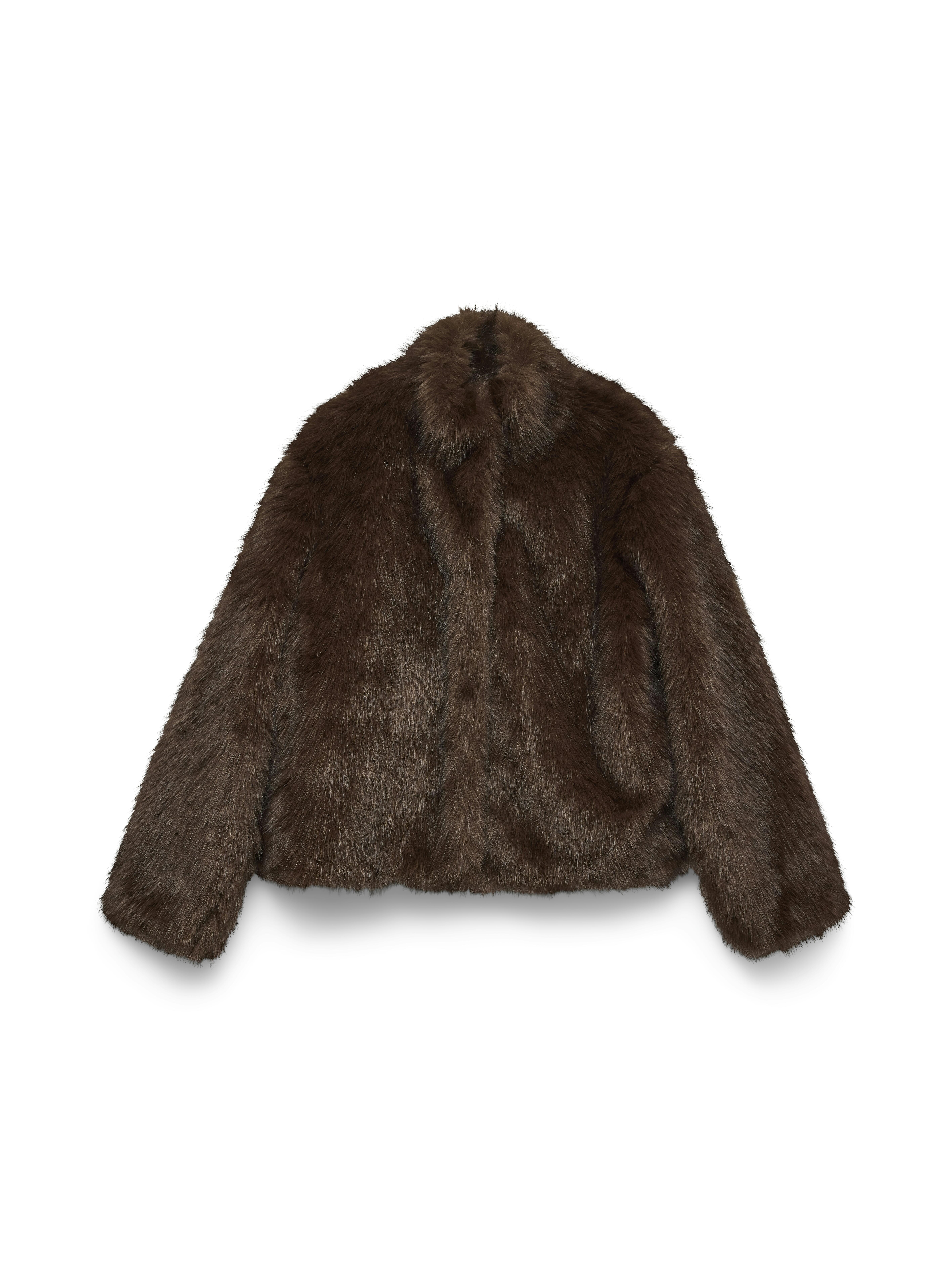 Vero Moda Damen Braun – Superweicher Kurzmantel In Schokoladenbraun Aus Kunstpelz - Bild 4