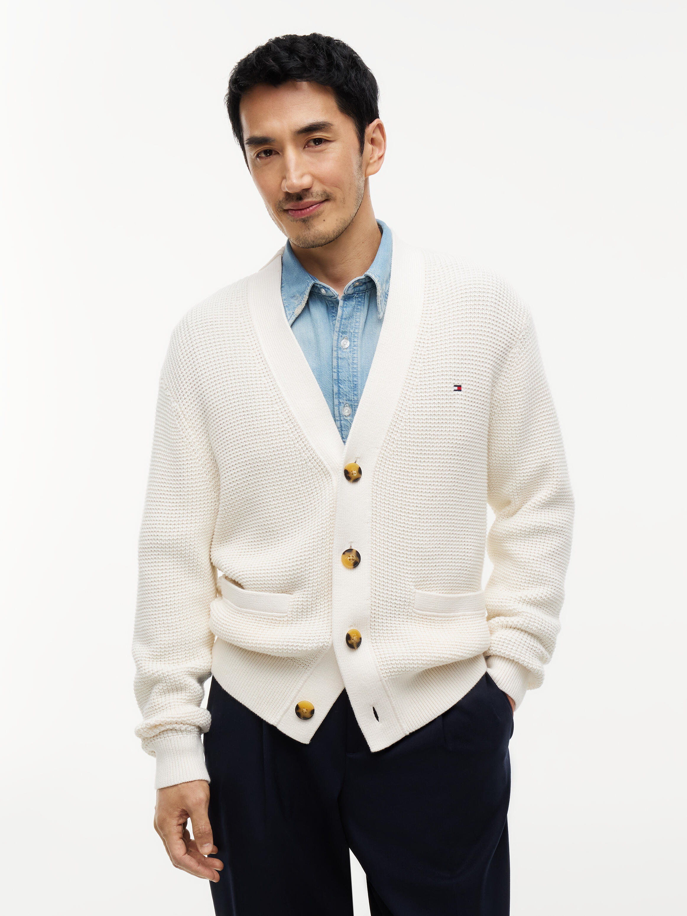 Tommy Hilfiger Menswear (Pvh Group) Waffle Structure Cardigan Ivory Petal - Gr. - Xxl