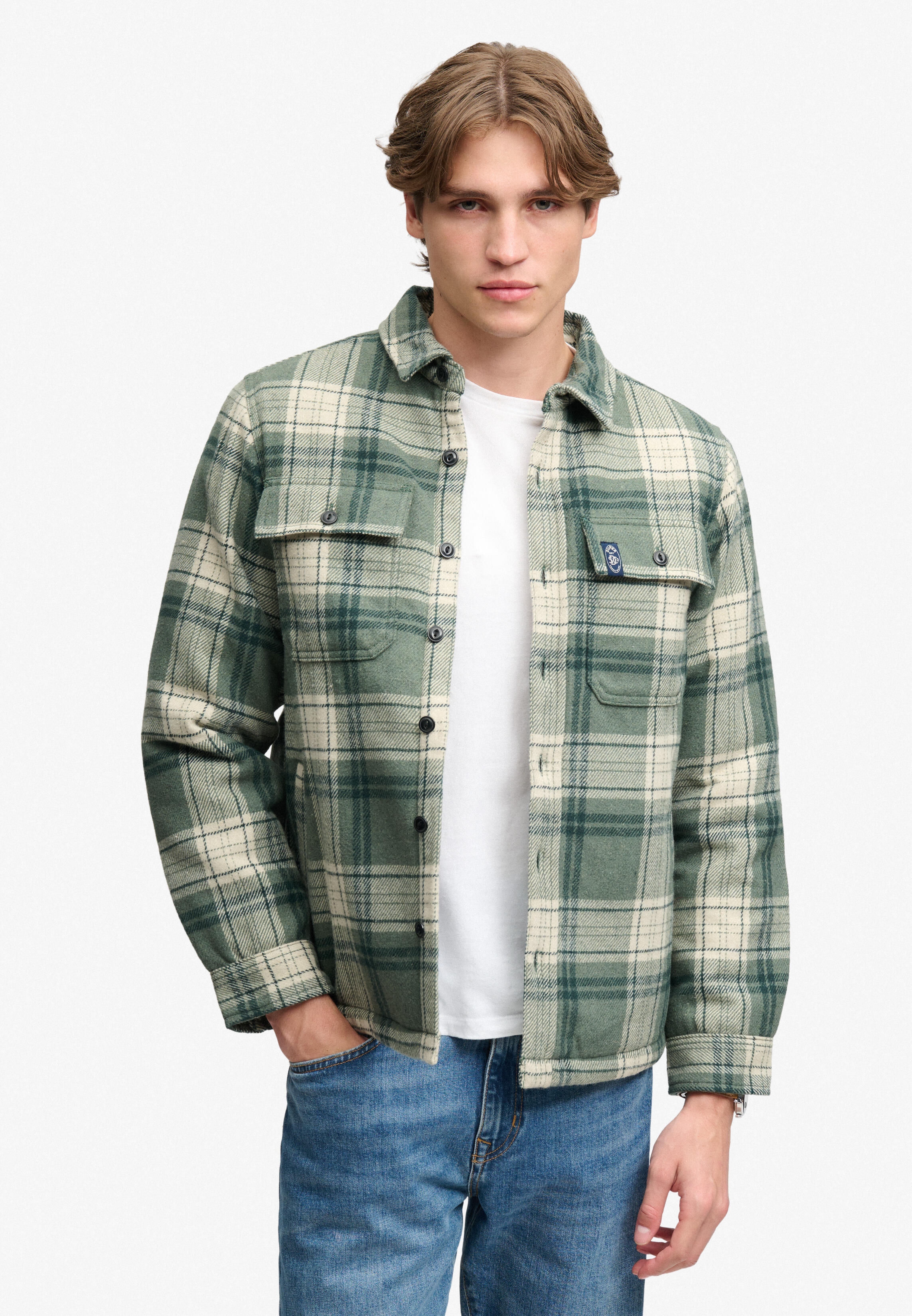 Superdry Herren Grün Miller Overshirt Mit Borg-Futter - Bild 3