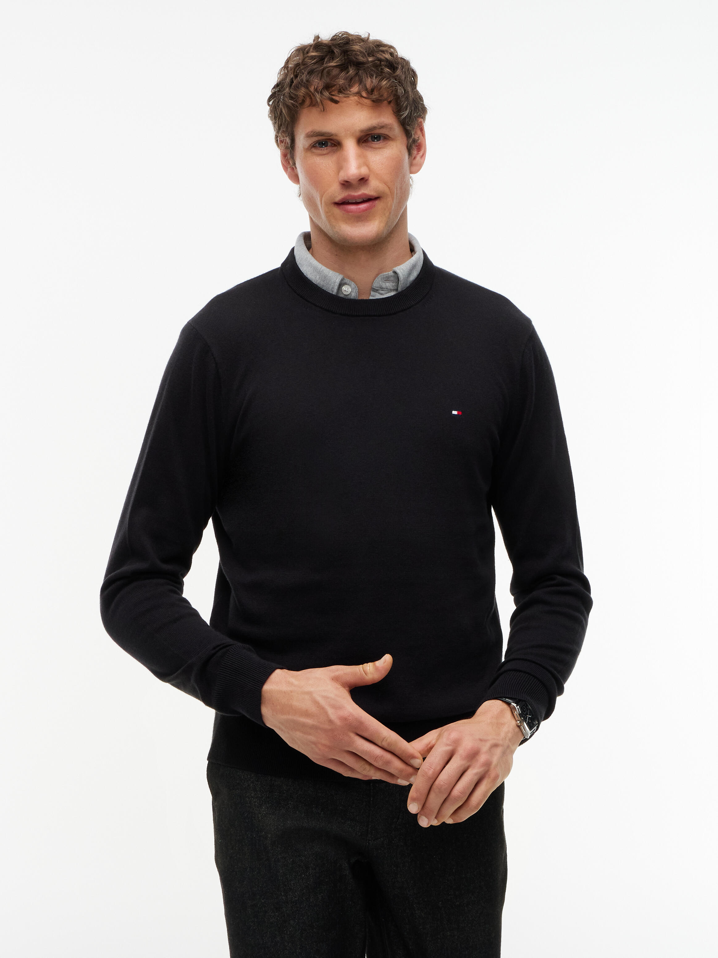 Tommy Hilfiger - Luxuriöser Schwarzer Crew Neck Sweater - Knitwear - Herren - Schwarzk - M - Bild 5