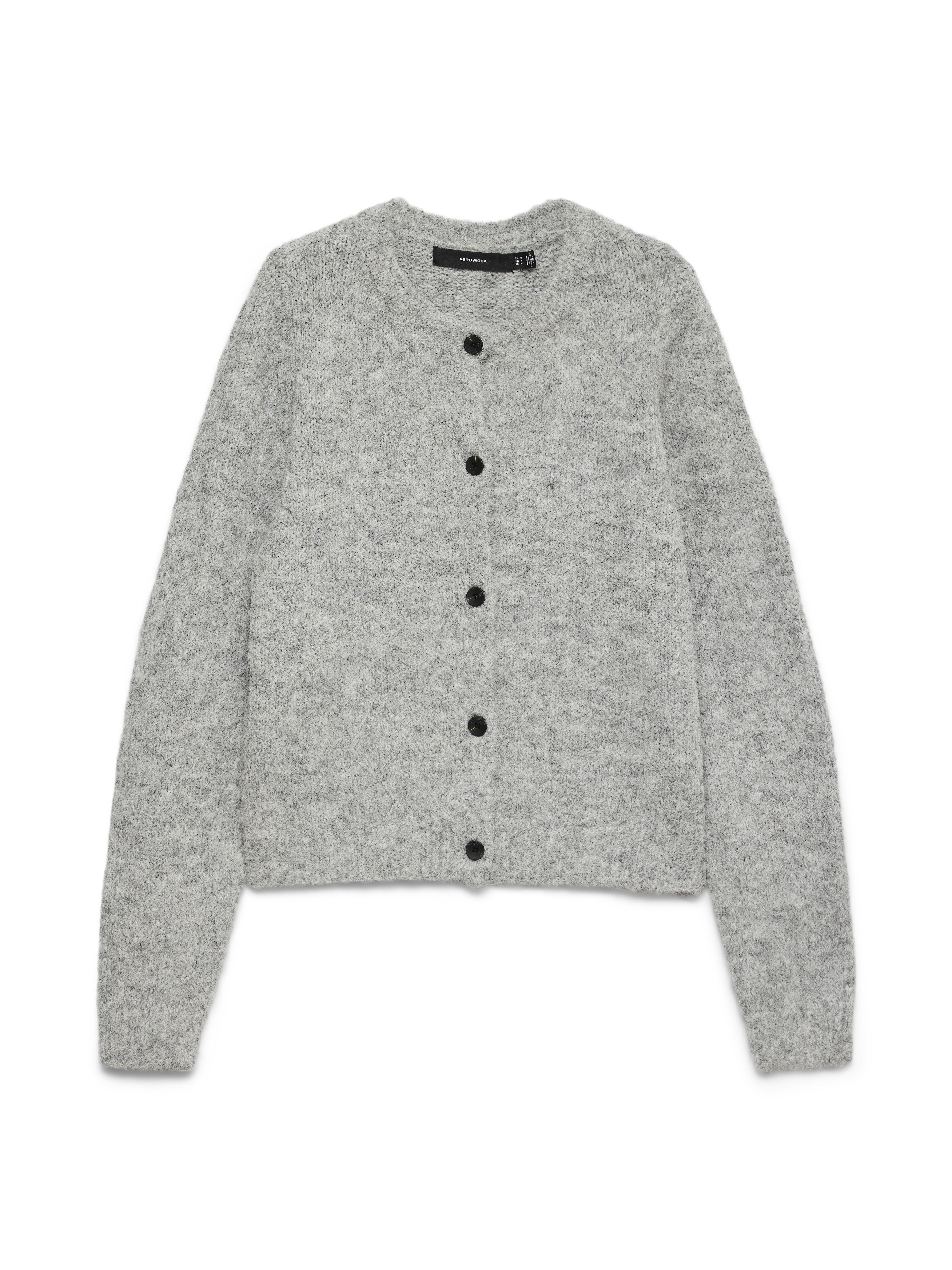 Vero Moda - Vmnovah Ls O-Neck Button Cardi Ga Noos Medium Grey Melange - Gr. - Xl
