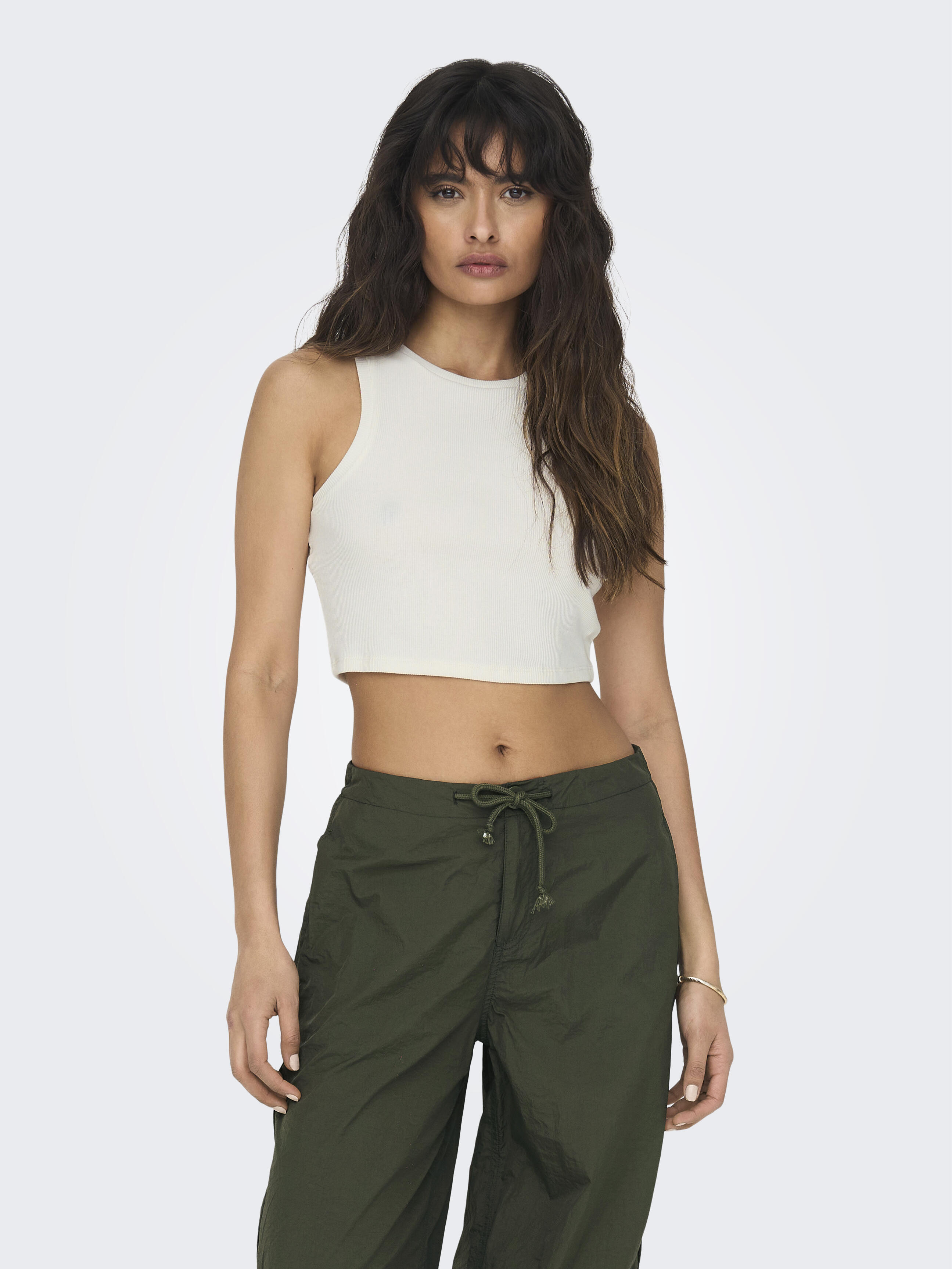 Only - Onlvilma S/L Cropped Tank Top Jrs Noos Cloud Dancer - Gr. - Xl