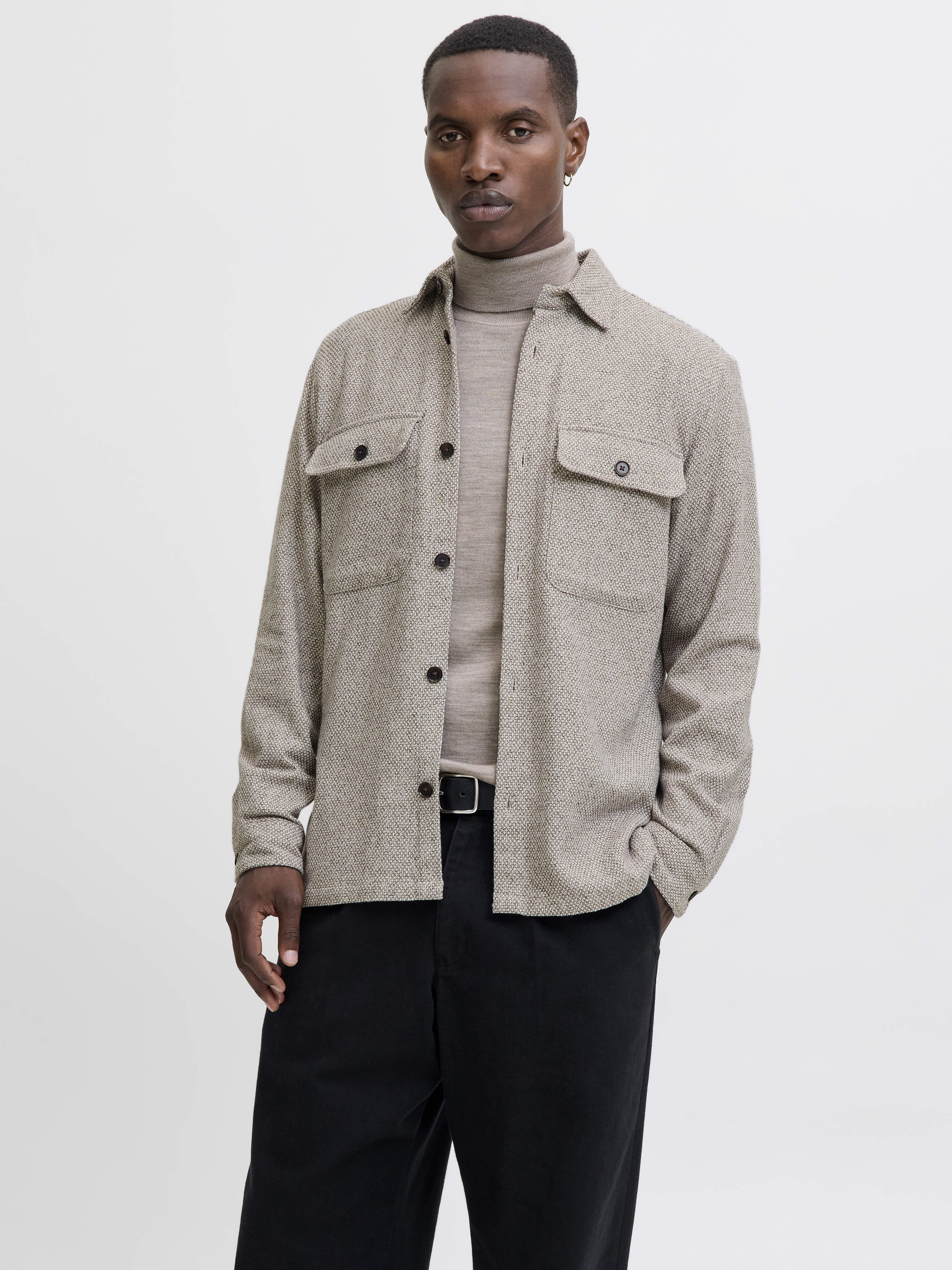 JACK & JONES Herren Overshirt Jprraymond – Lässiges Langarmhemd Aus Melange