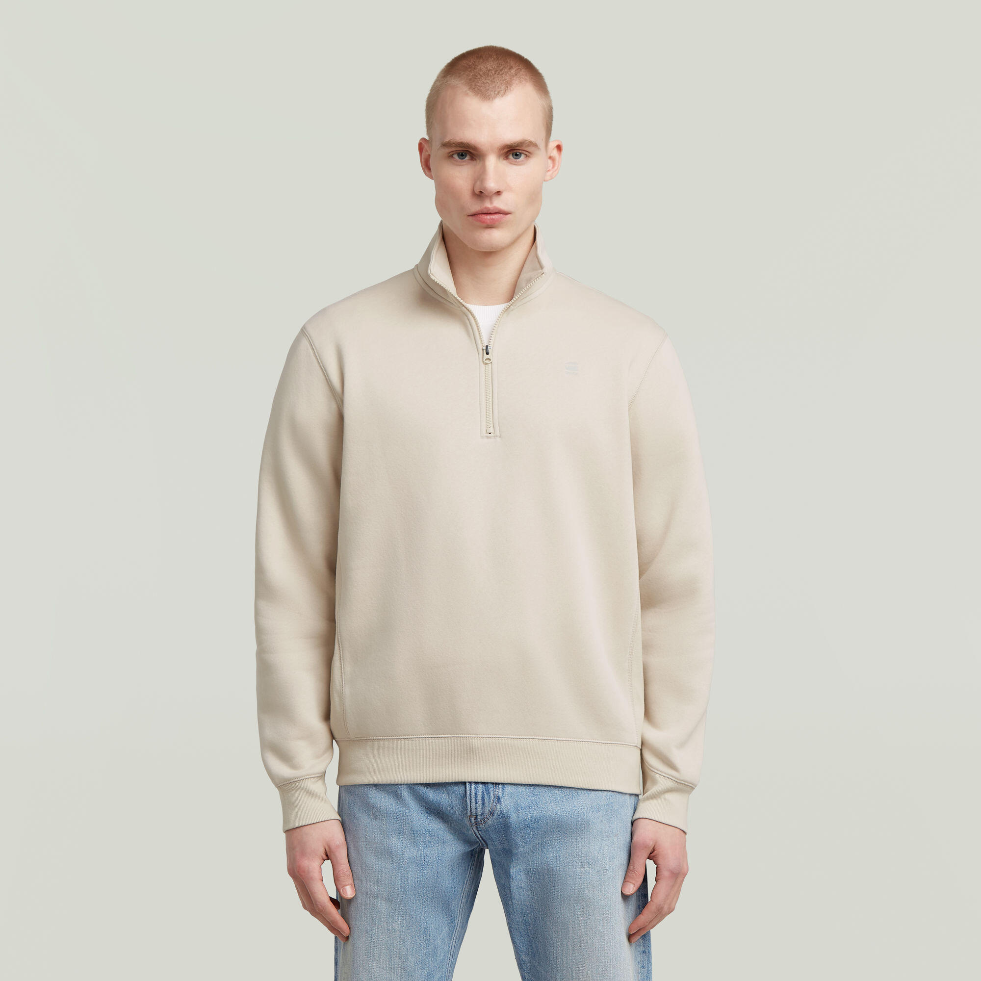 G-Star Herren Weiß Sweatshirt 1/2 Zip Premium Core - Bild 3