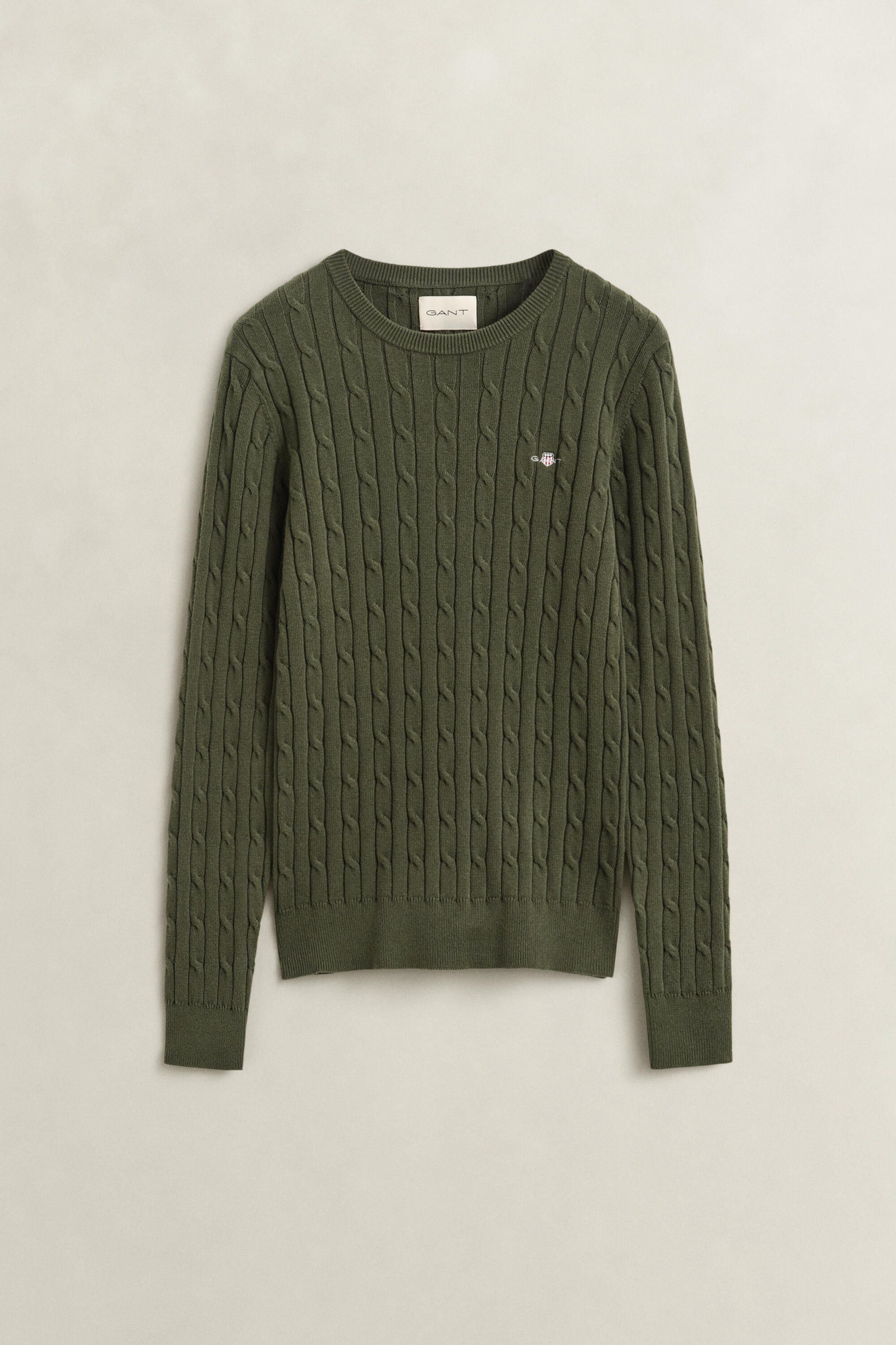 Gant - Classic Zopfstrickpullover Mossy Green - Gr. - S
