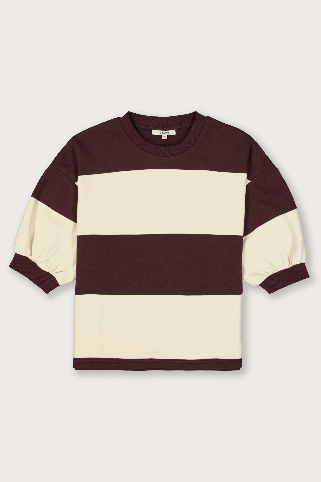 Garcia Damen Marron Gestreifter Kurzarmpullover - Bild 2