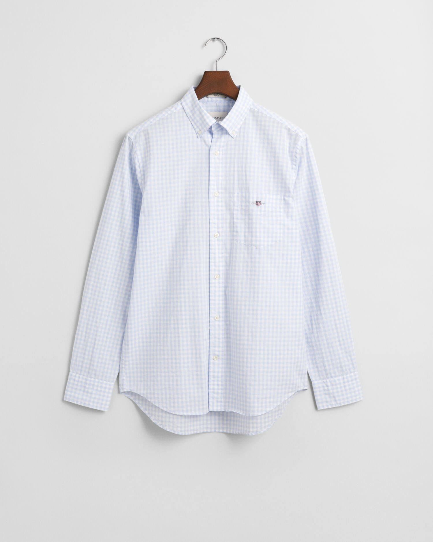 Gant - Regular Fit Classic Gingham Popeline Hemd Light Blue - Gr. - M - Bild 6