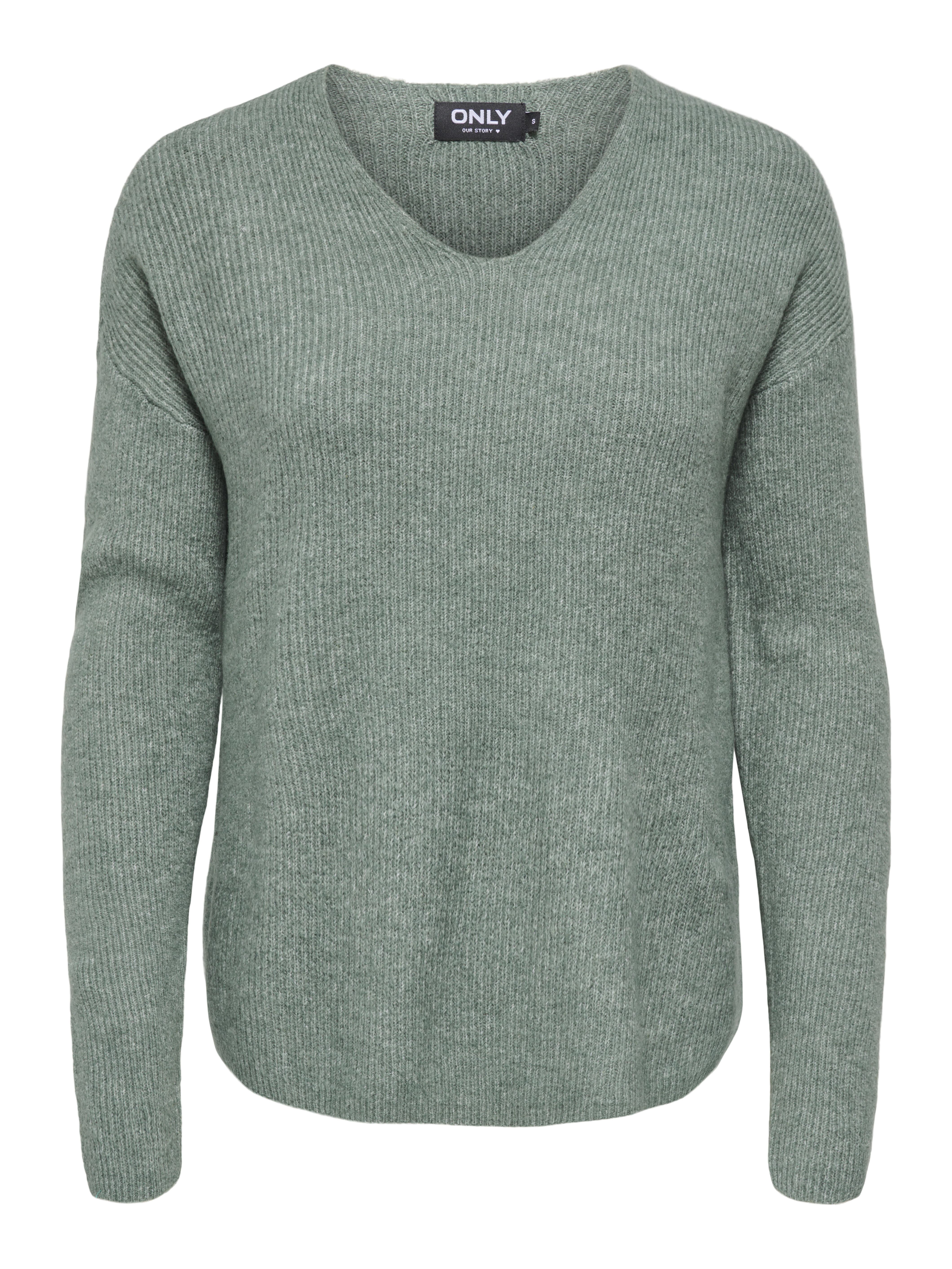 Only Damen Grau Pullover Mit V-Ausschnitt Aus Strick Für Camilla - Bild 3