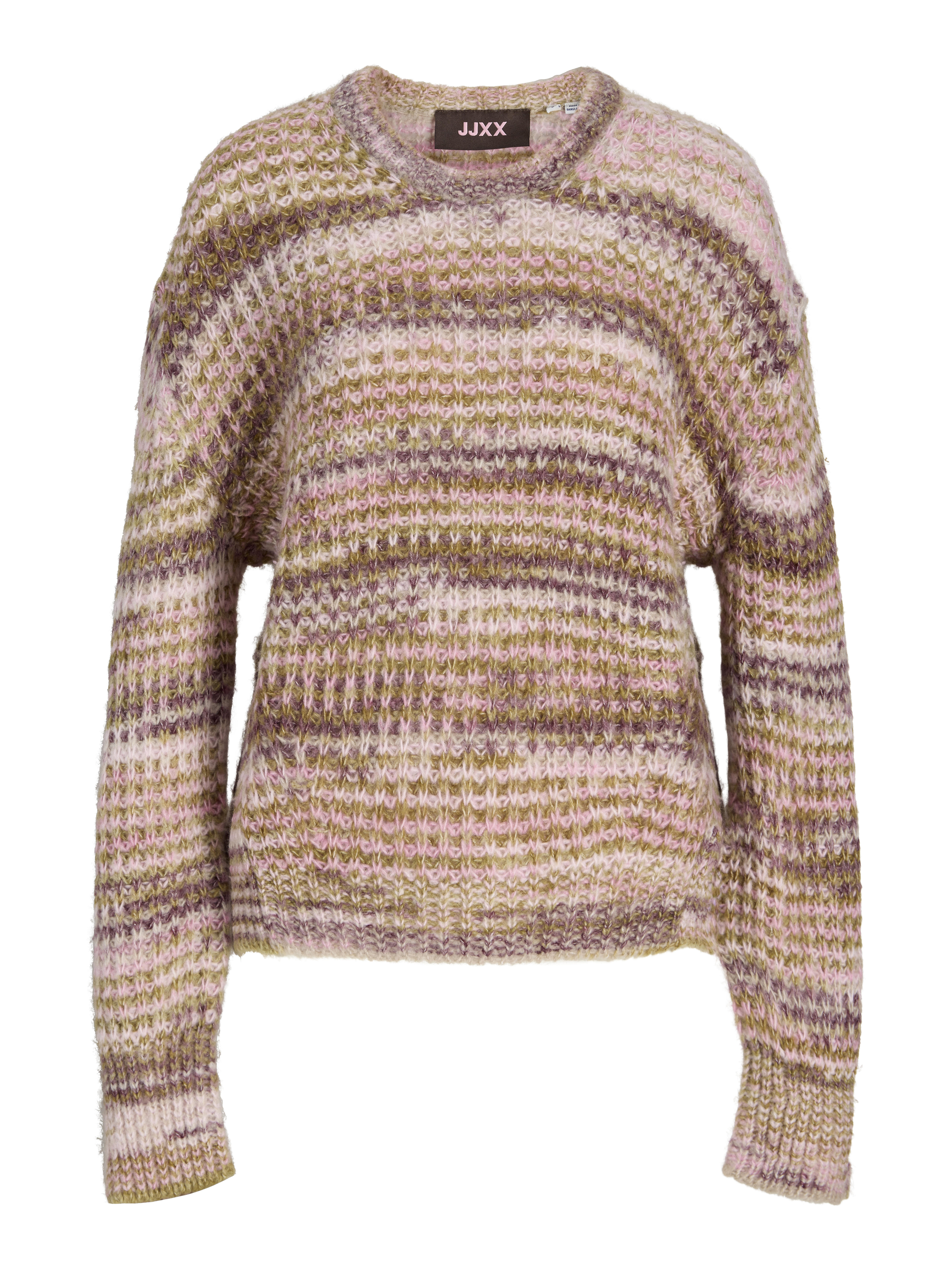Jjxx Damen Rosa Pullover Mit Rundhalsausschnitt In Pink Und Oliv Mit Space-Dye-Effekt - Bild 2