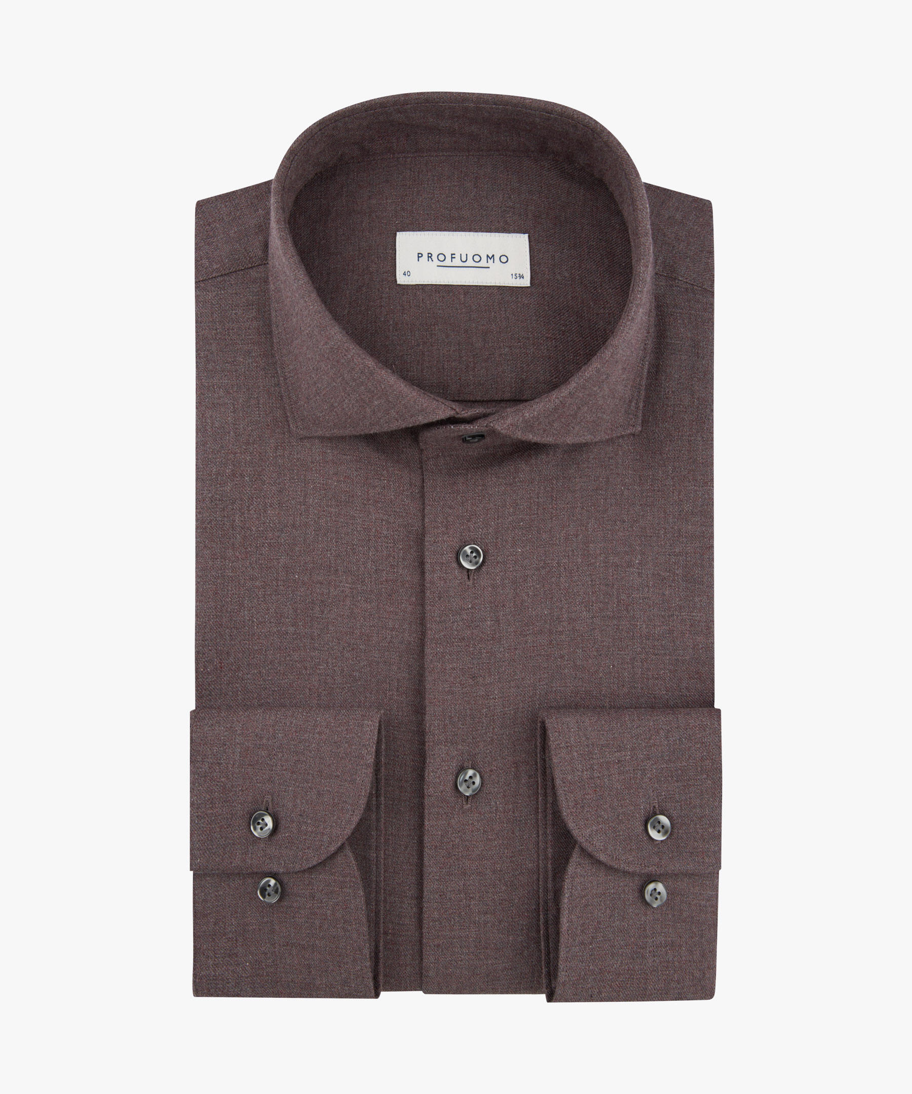 Profuomo - Aubergine Brushed Twill Hemd Aubergine - Gr. - 39