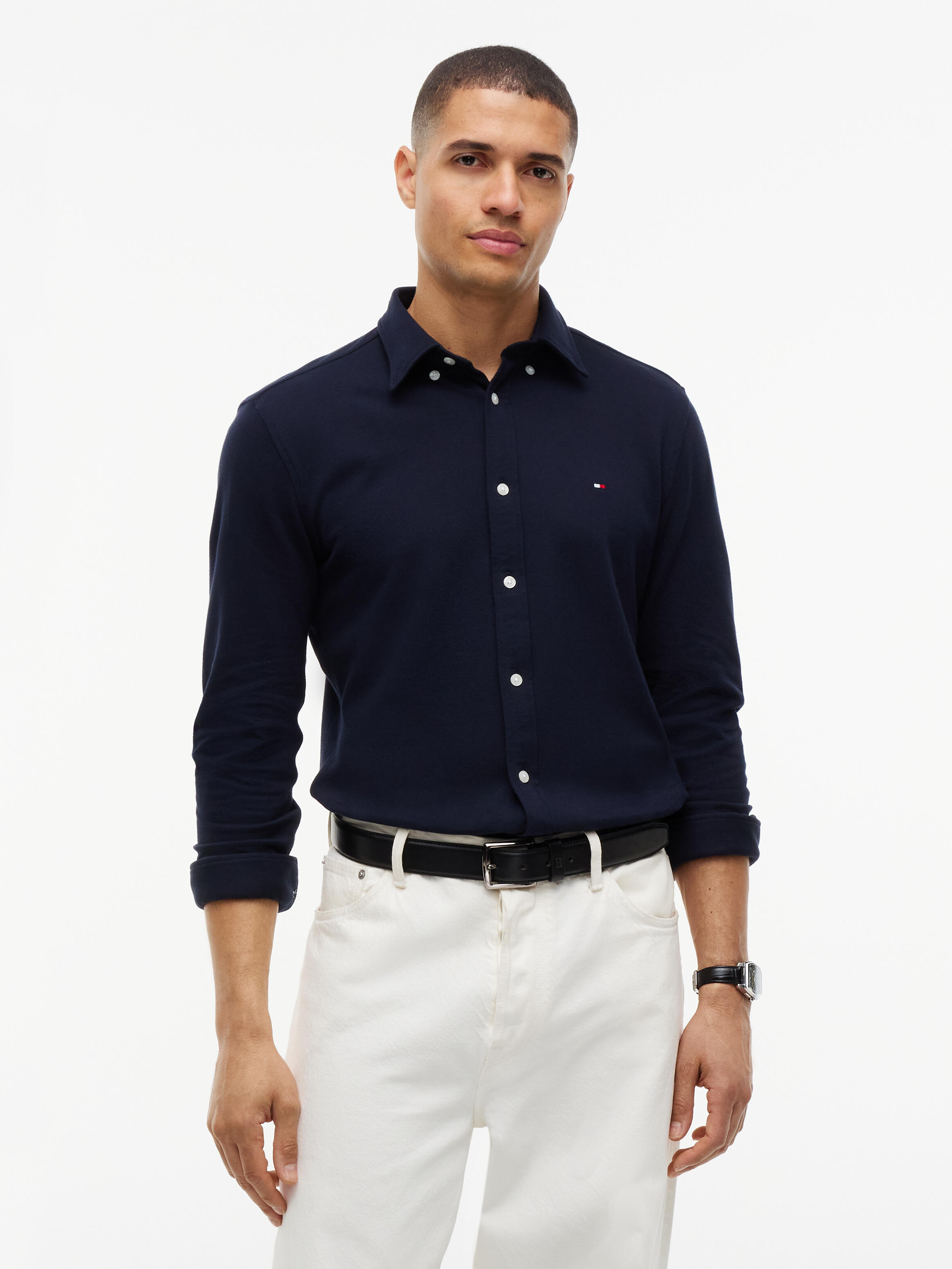 Tommy Hilfiger Menswear (Pvh Group) Knitted Shirt Sf Navy Blue - Gr. - Xl
