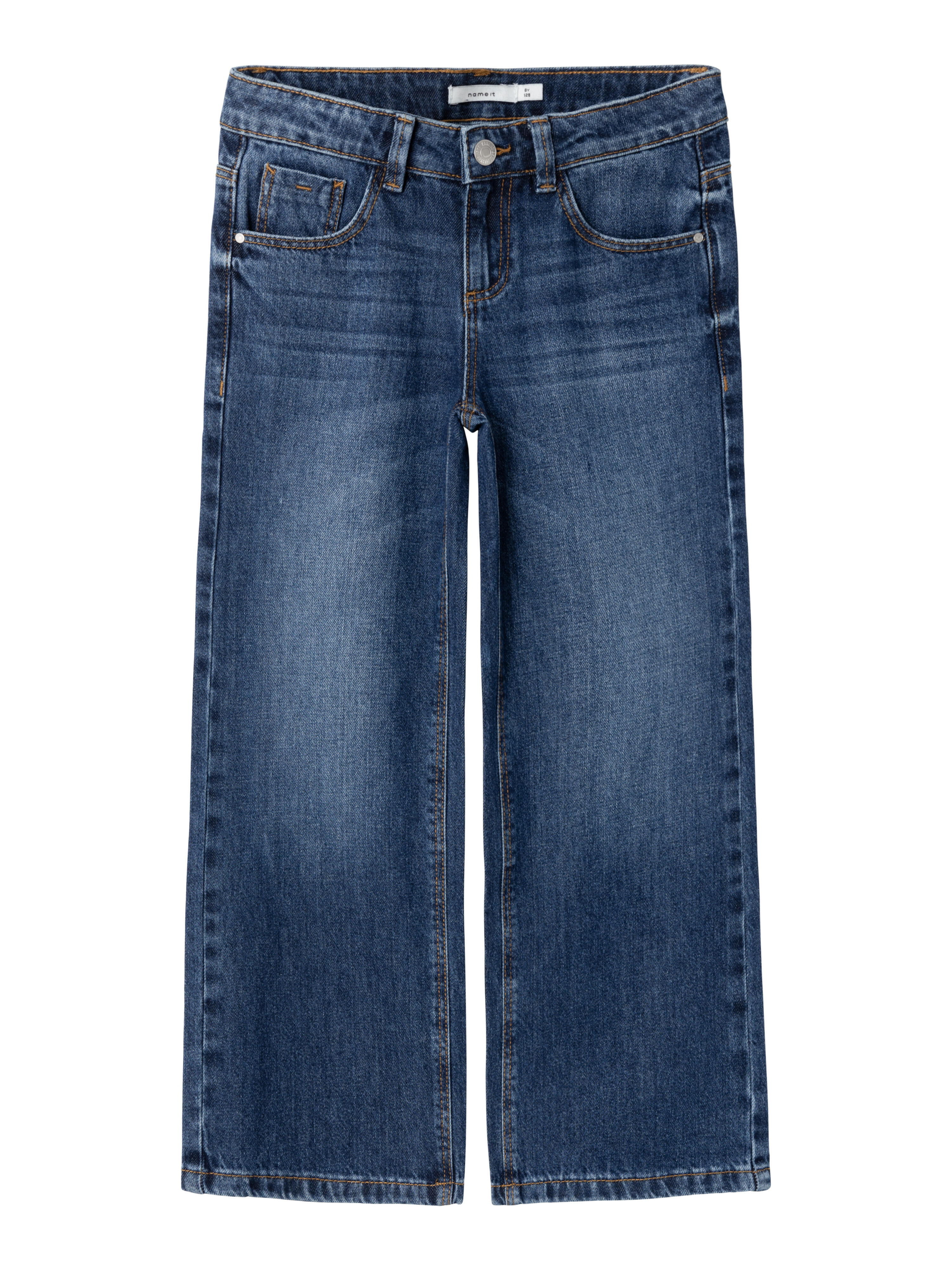 Name It Mädchen Dunkelblau Denim Weite Jeans "Nkfrose Für Mit Weitem Bein Und Klassischem Sitz" Normal Denim Abriebeffekte Reißverschluss Kinder erhältlich in Größe von Baur - Bild 3
