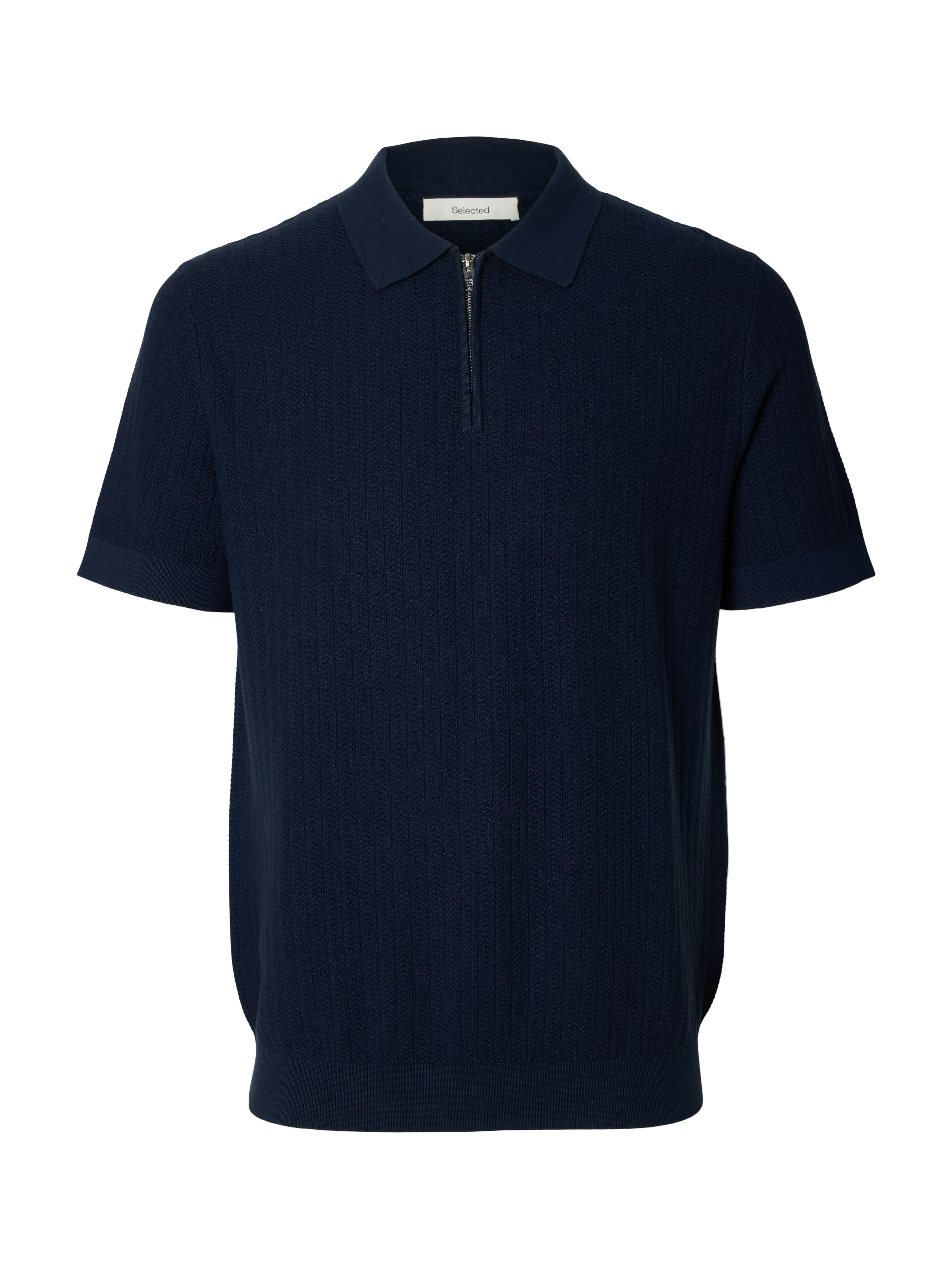 Selected Men - Slmcran Ss Knit Reg Struc Zip Polo Noos Navy Blazer - Gr. - Xl