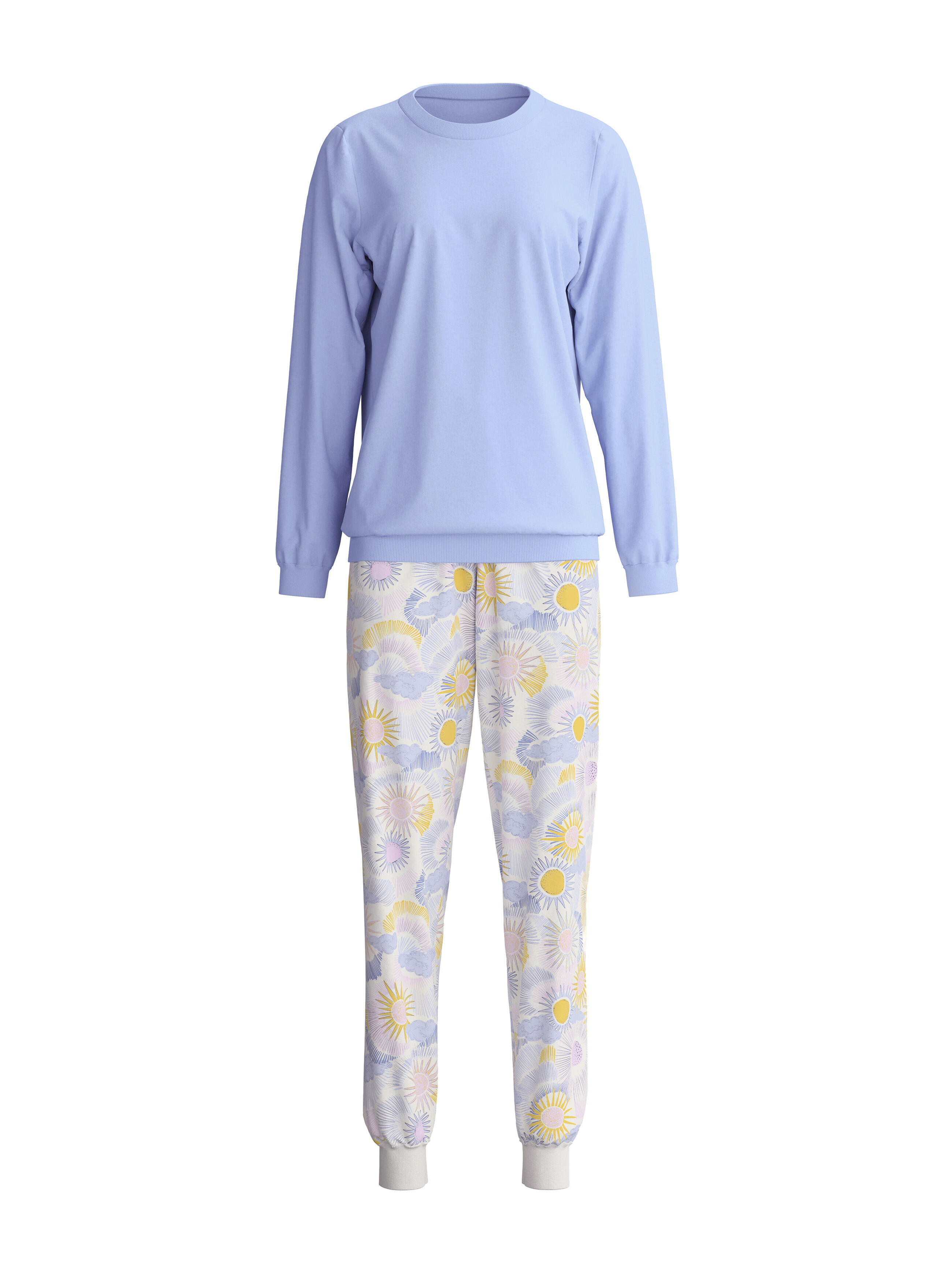 Calida Damen - Pyjama Mit Bündchen Harmony Blue Print - Gr. - L